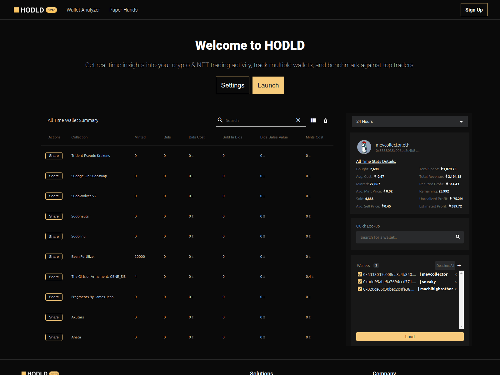 Screenshot of hodldsol.me