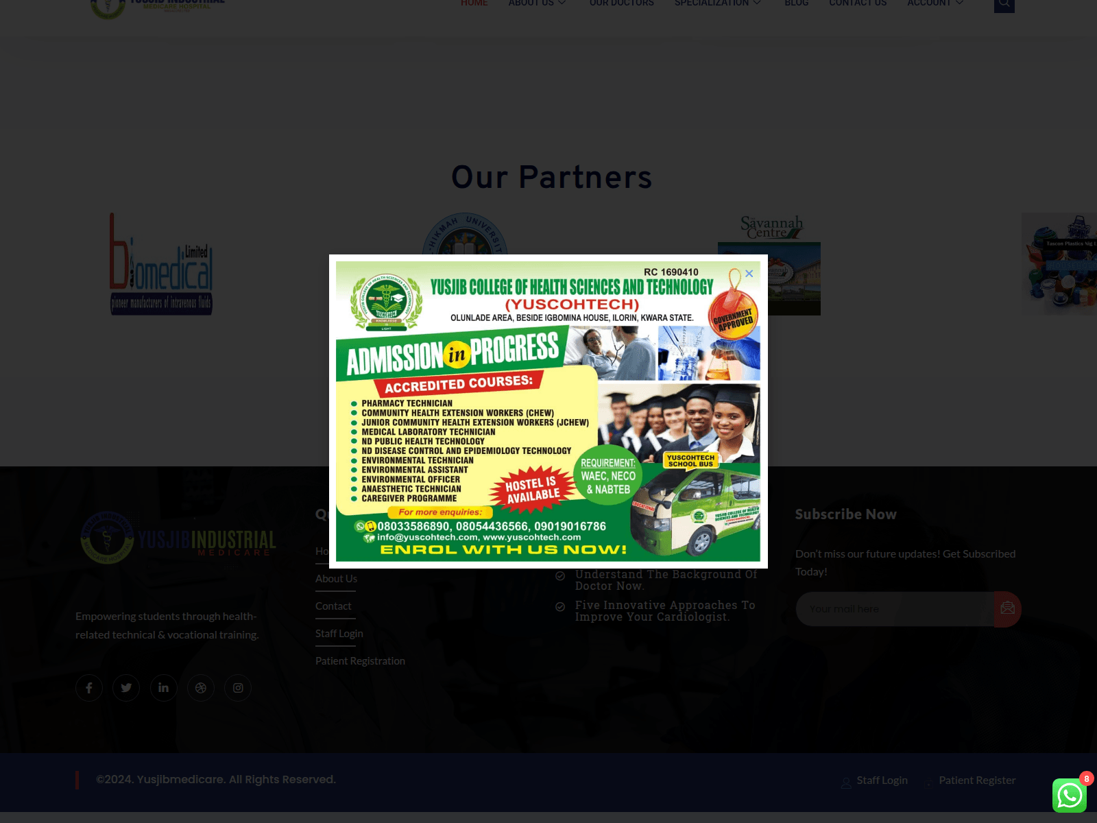 Screenshot of yusjibindmedicare.ng