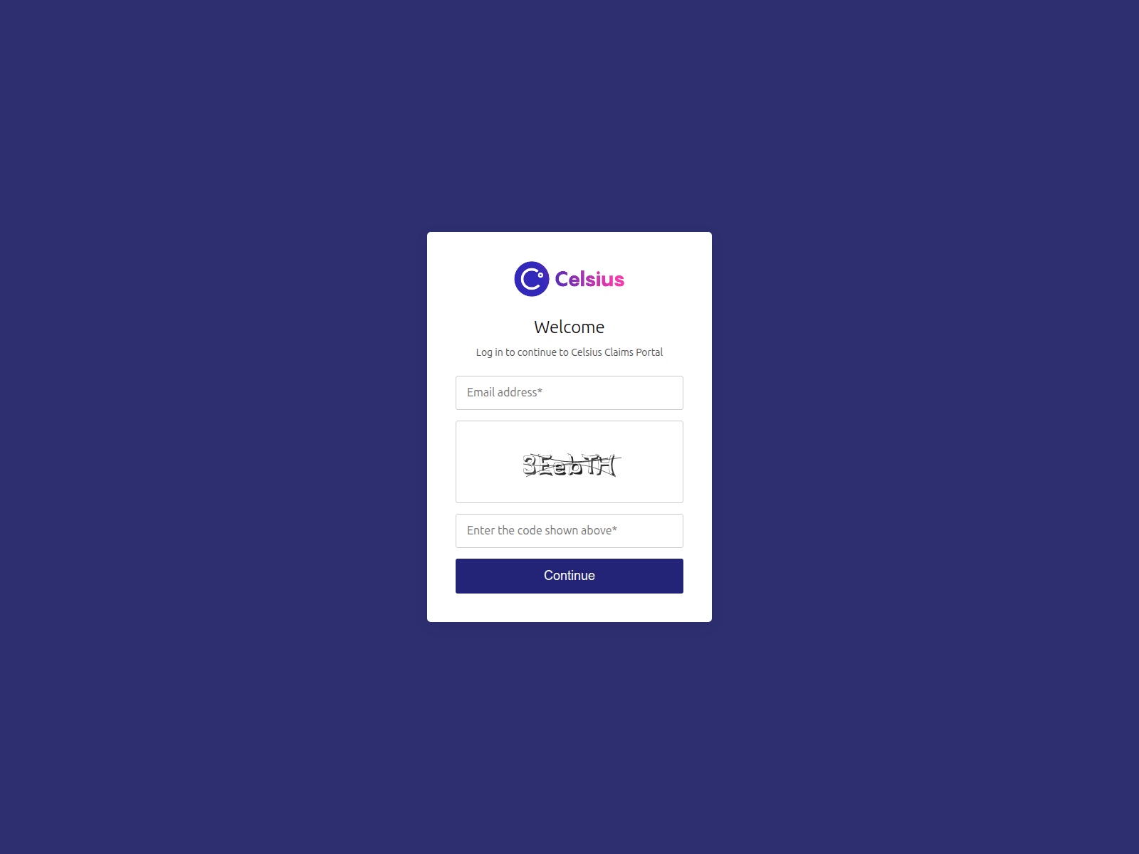 Screenshot of claimsportal-cliente.id200329-celsiusnetwork.com