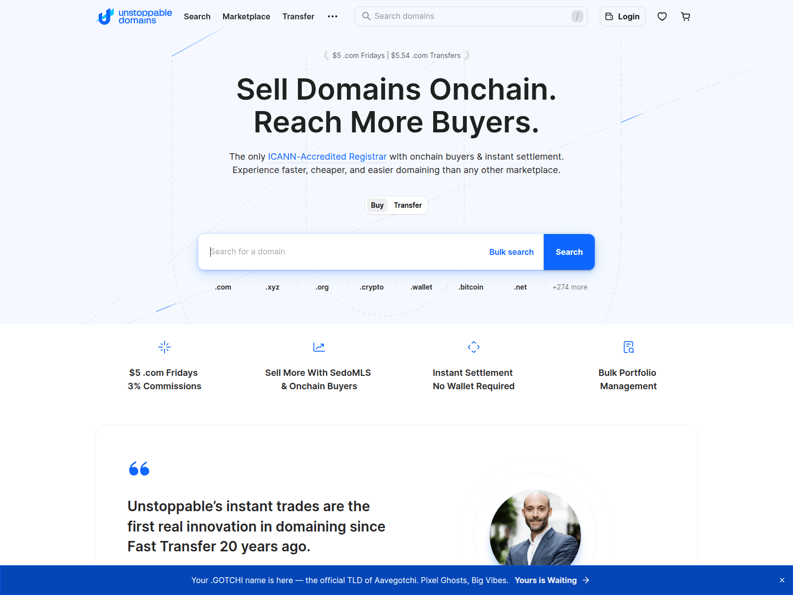 Screenshot of unstoppalbedomains.top