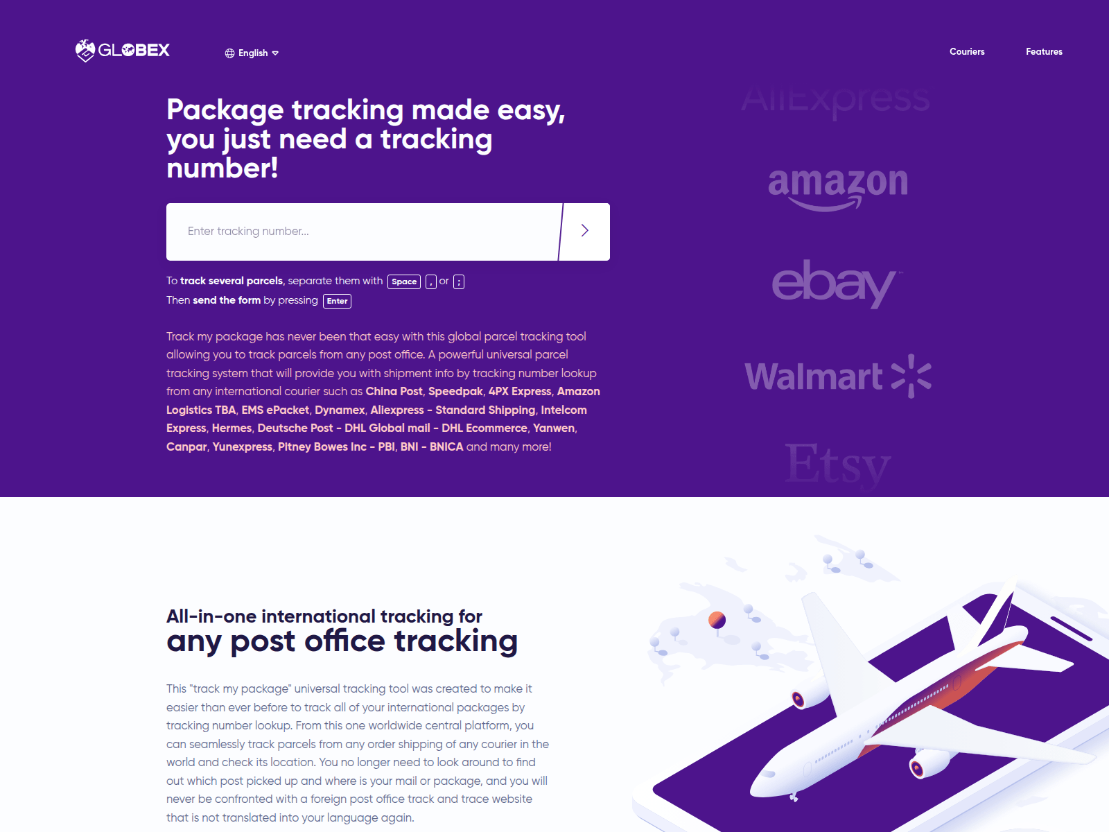 Screenshot of globexshipping.online.parceltracx.org