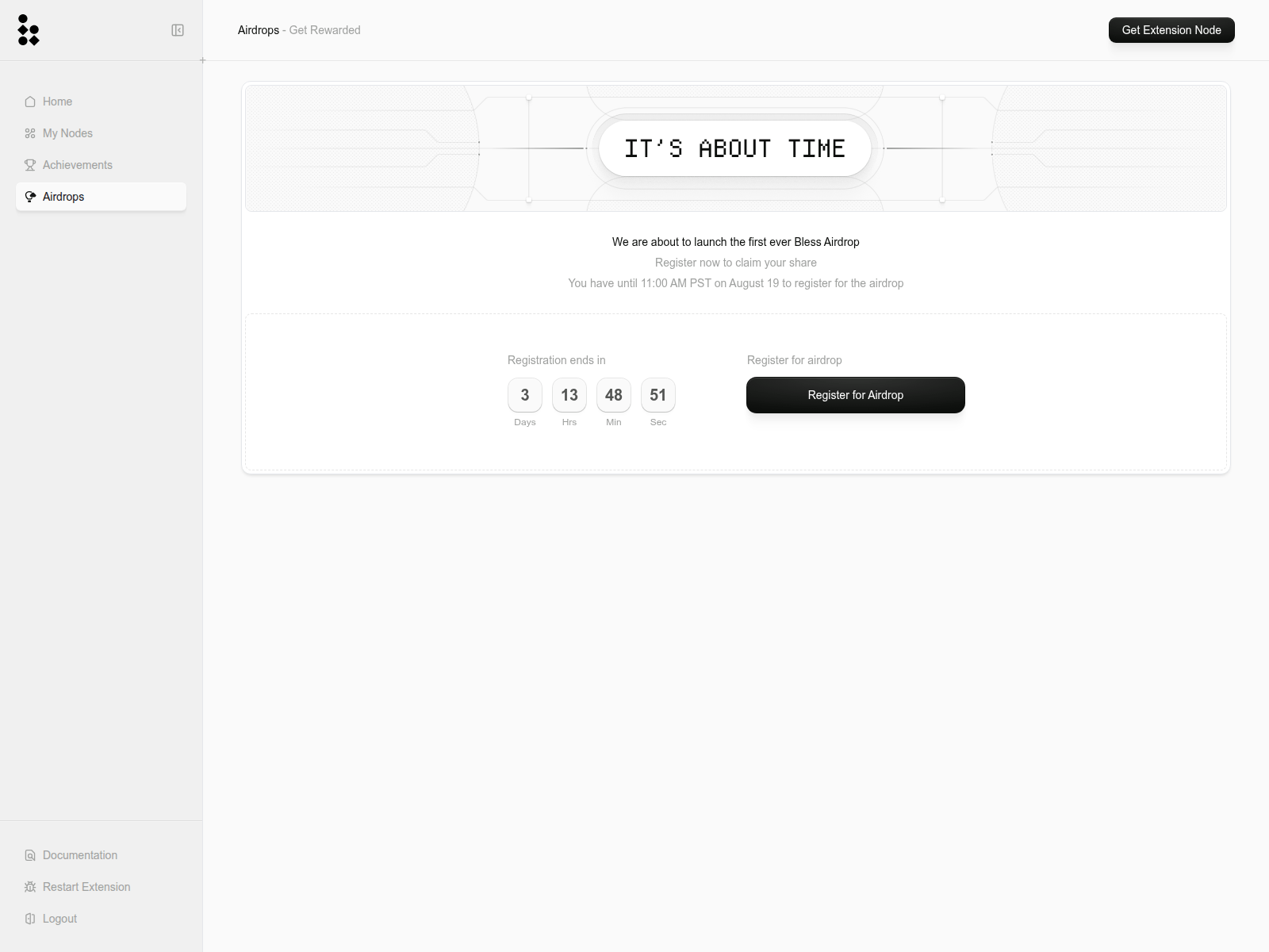 Screenshot of dashboard.blessl.network