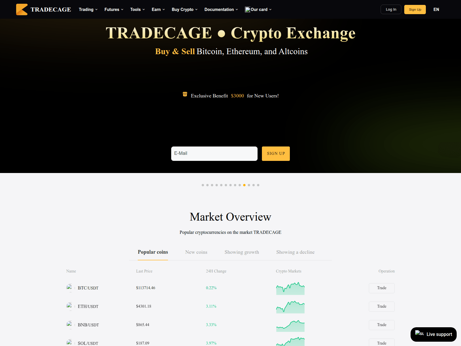 Screenshot of tradecage.org