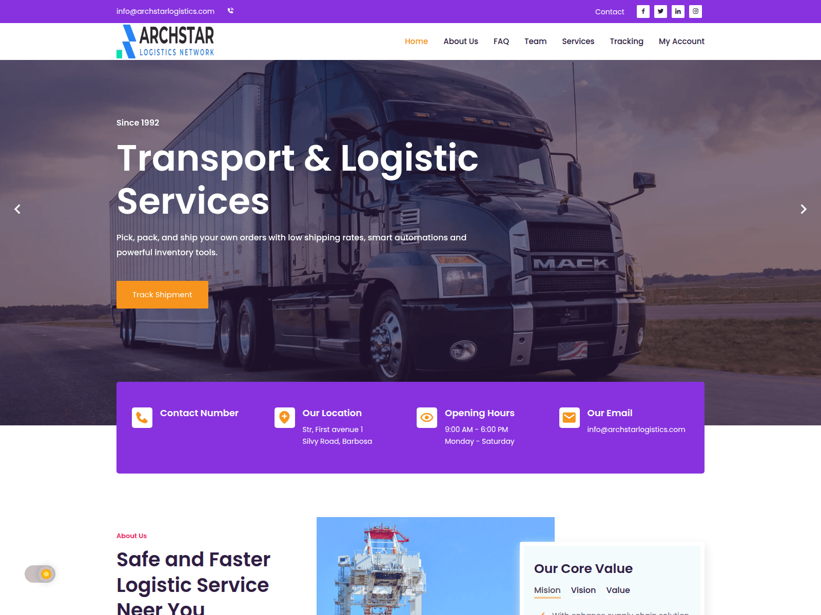 Screenshot of archstarlogistics.com.crystaltorkunochem.com