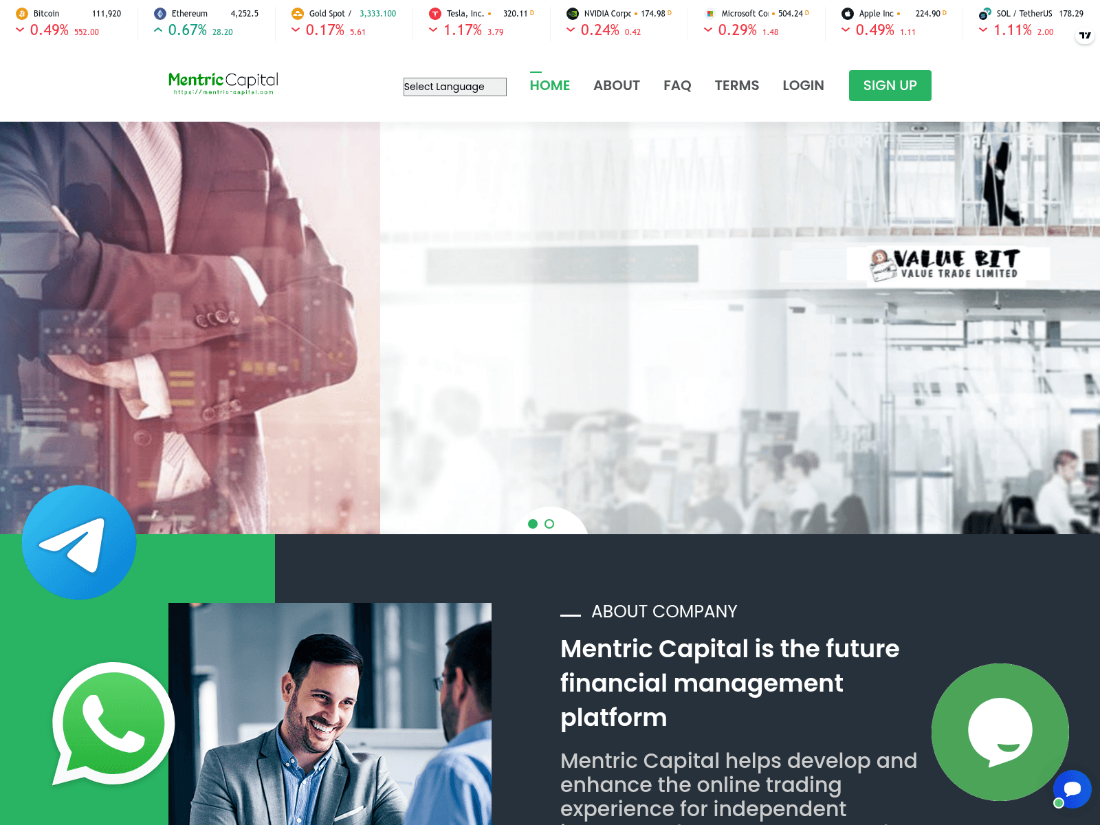 Screenshot of mentric-capital.com
