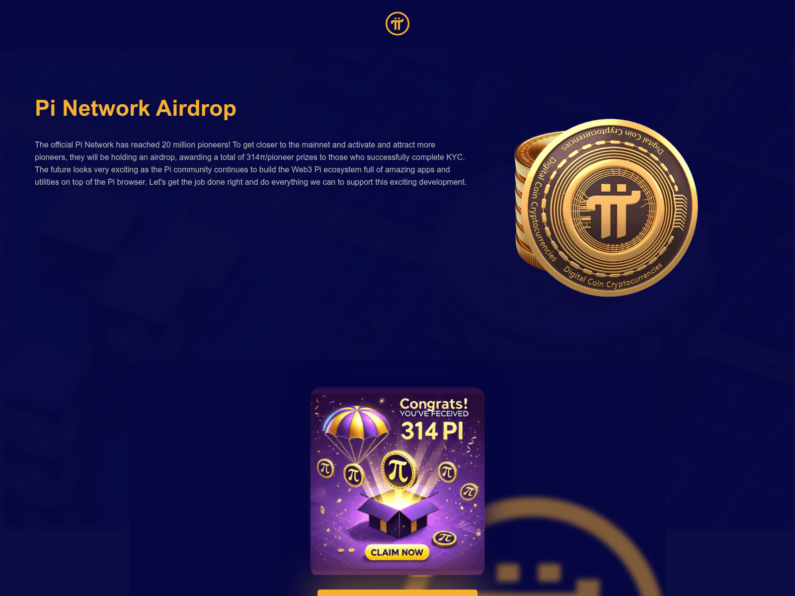 Screenshot of pioneer314airdrop.com