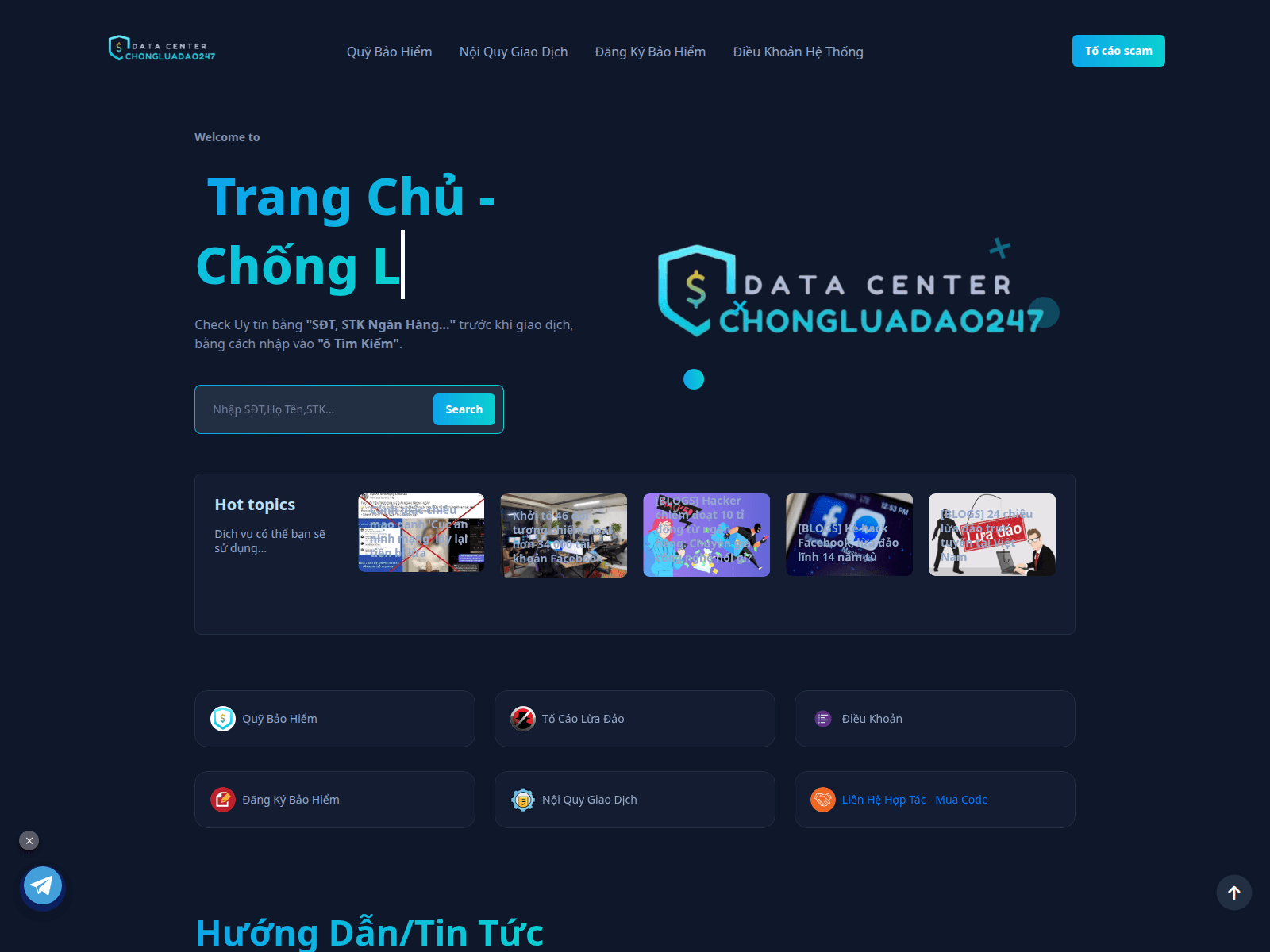 Screenshot of chongluadao247.net