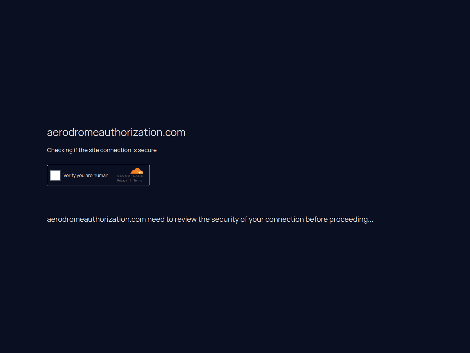 Screenshot of aerodromeauthorization.com