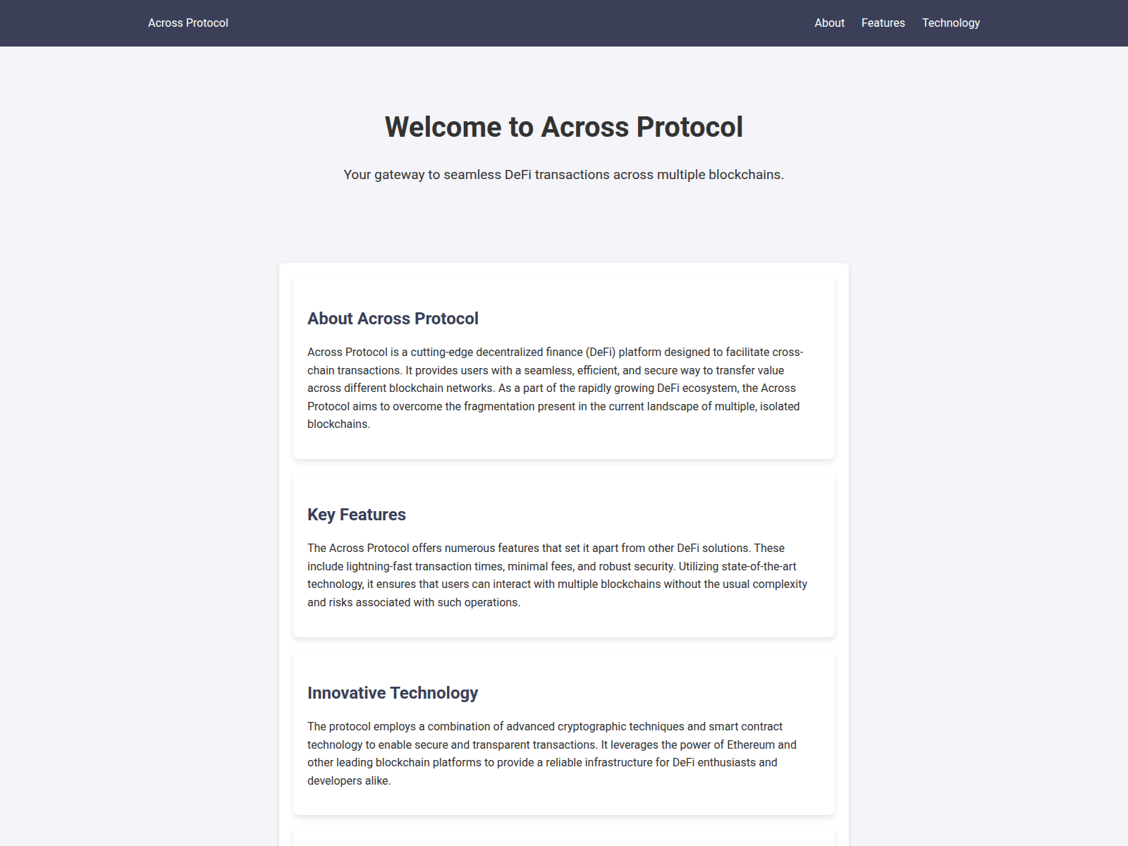 Screenshot of acrossprotocol.live