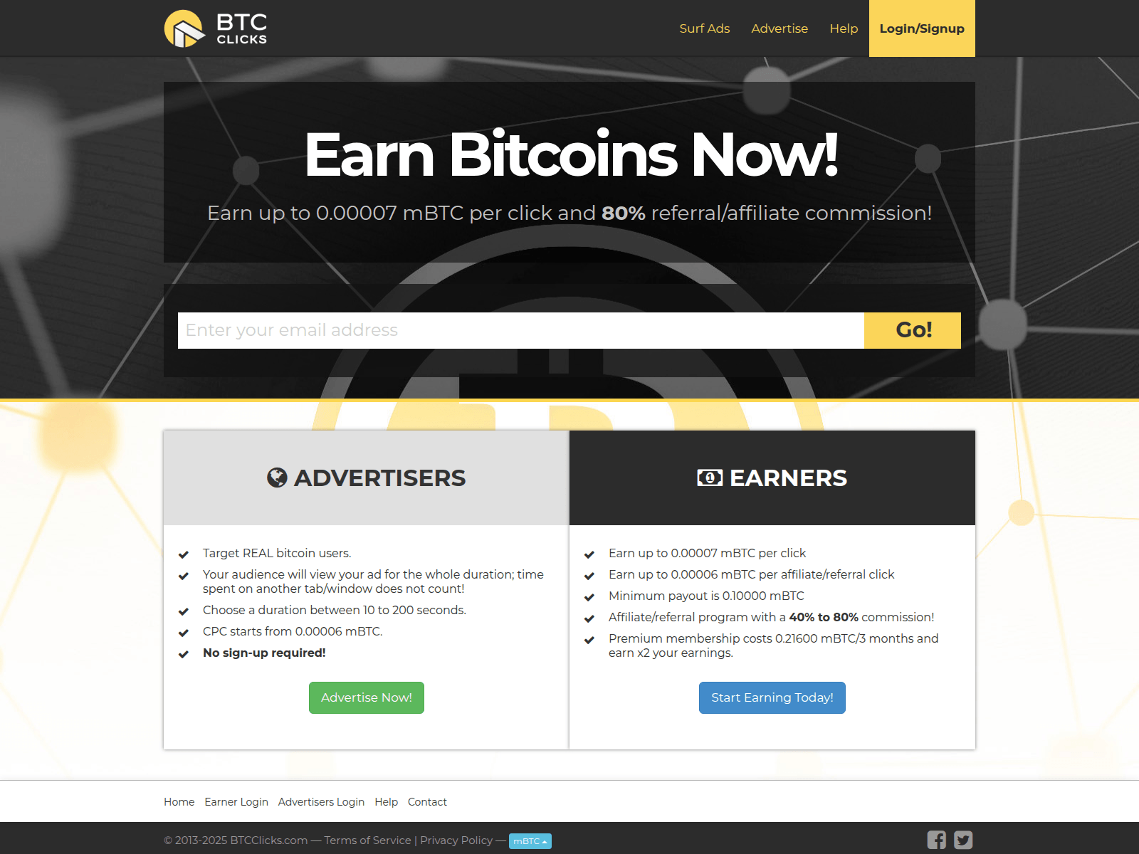Screenshot of btcclicks.com