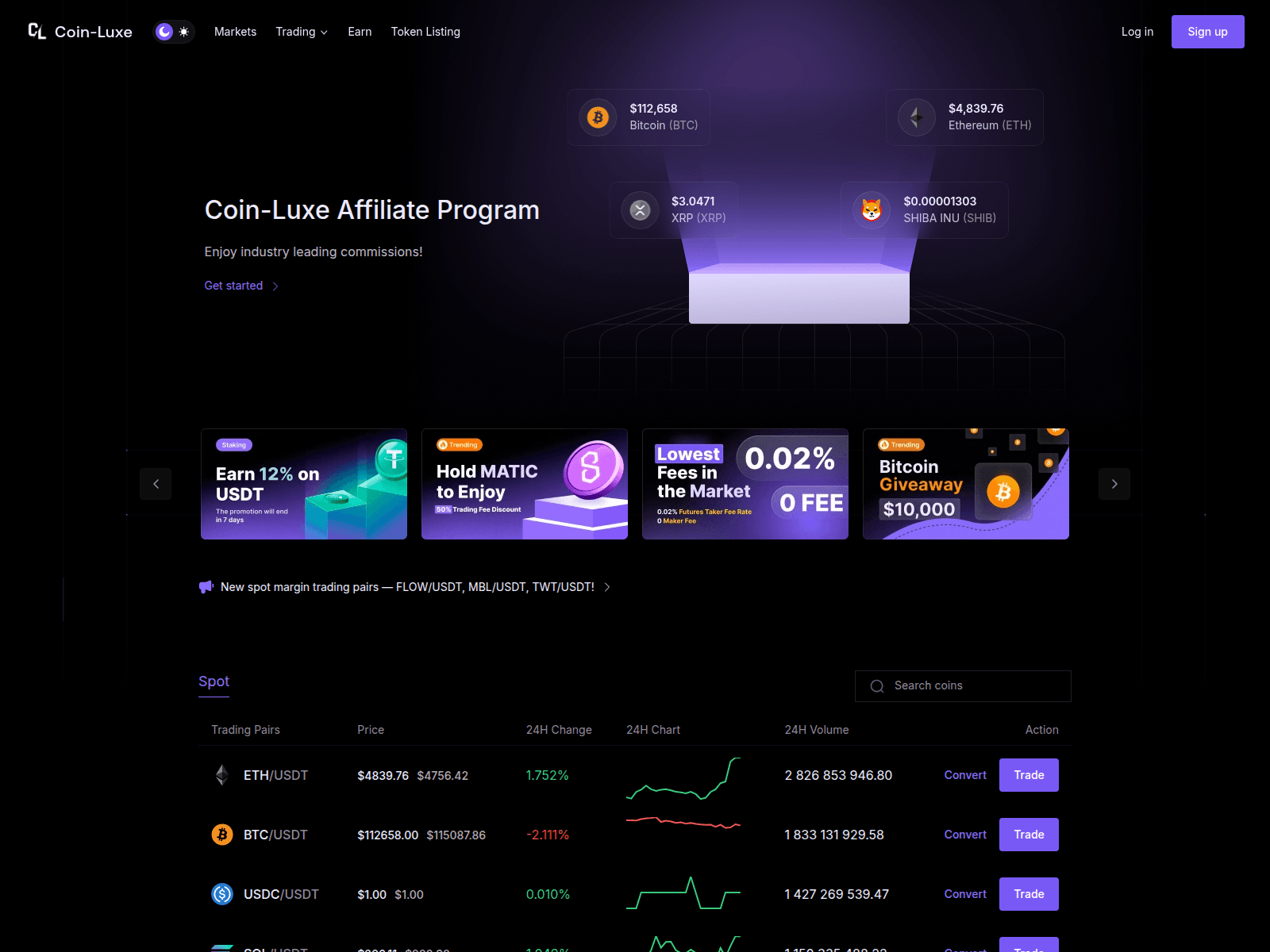 Screenshot of coin-luxe.com