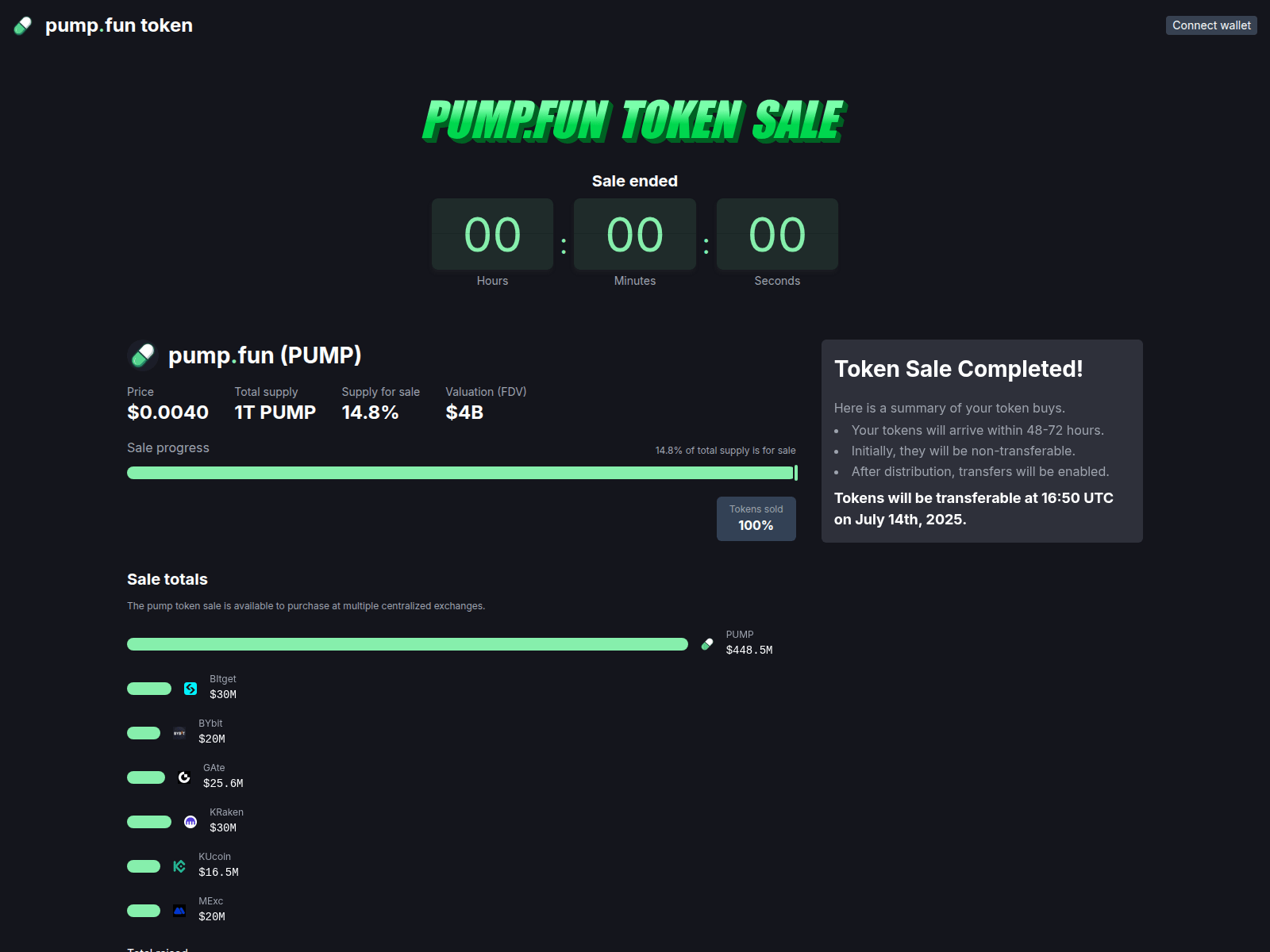Screenshot of token.pamp.world