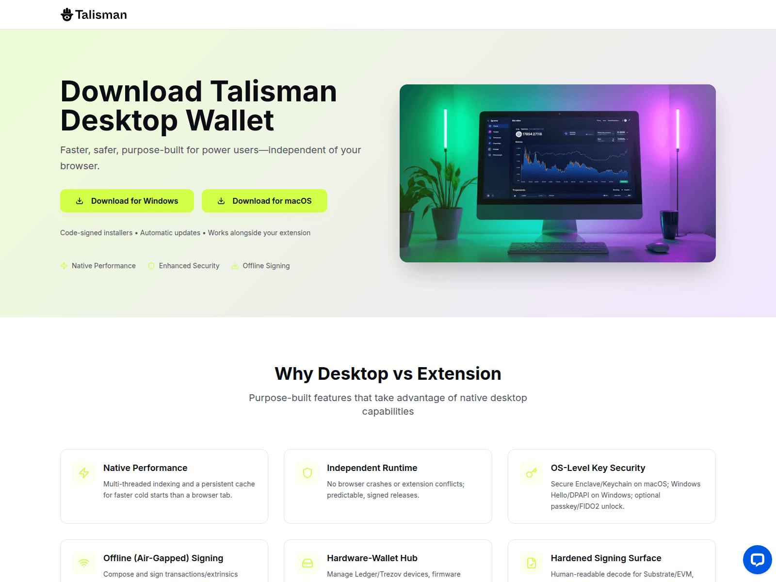 Screenshot of talismandesktop.xyz