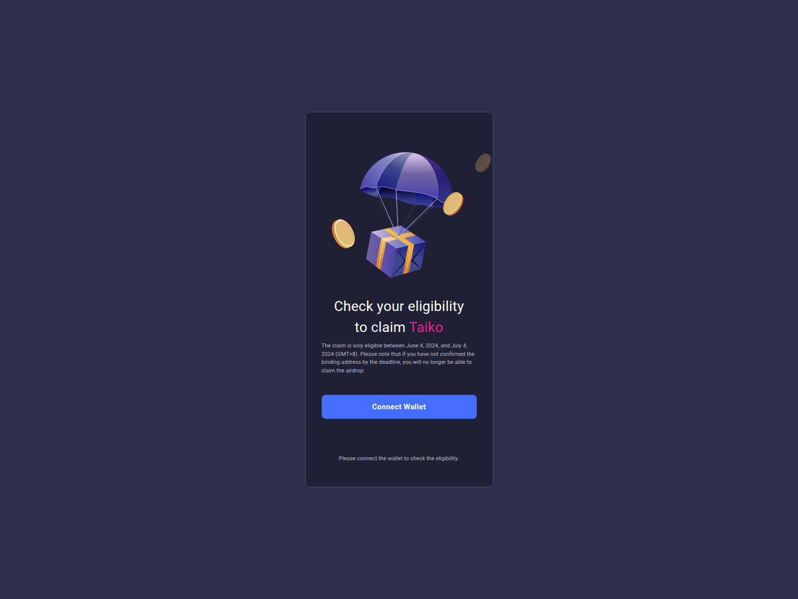 Screenshot of claimtaiko.loopring.io