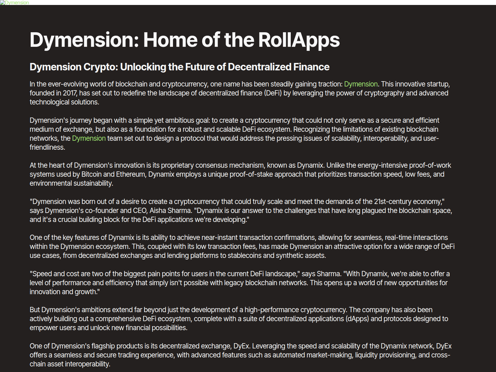 Screenshot of dymensiom.github.io