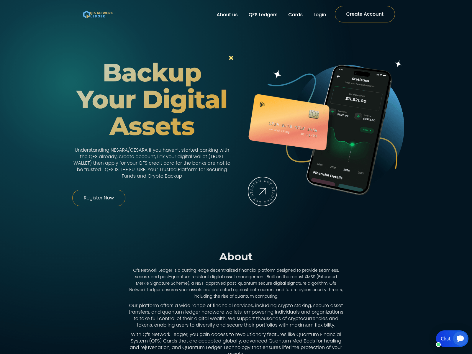 Screenshot of qfsnetworkledger.org