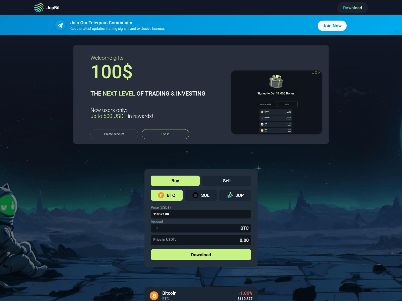 Screenshot of jupbit.io