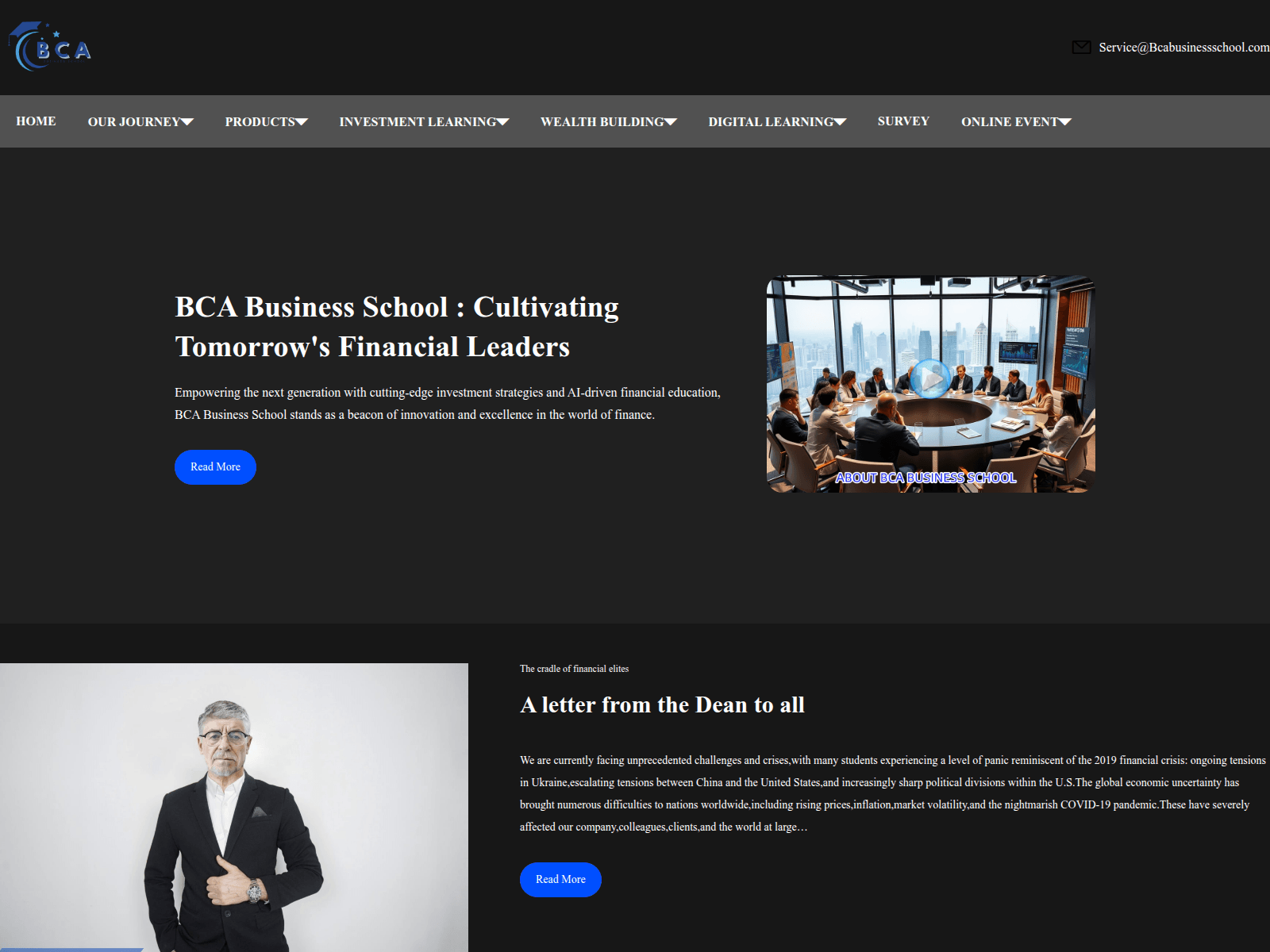 Screenshot of bcabusinessschool.com