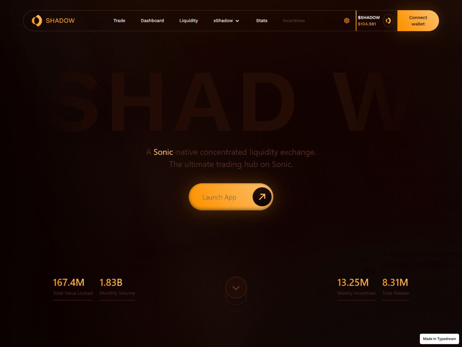 Screenshot of exchangeshadowdefi.typedream.app