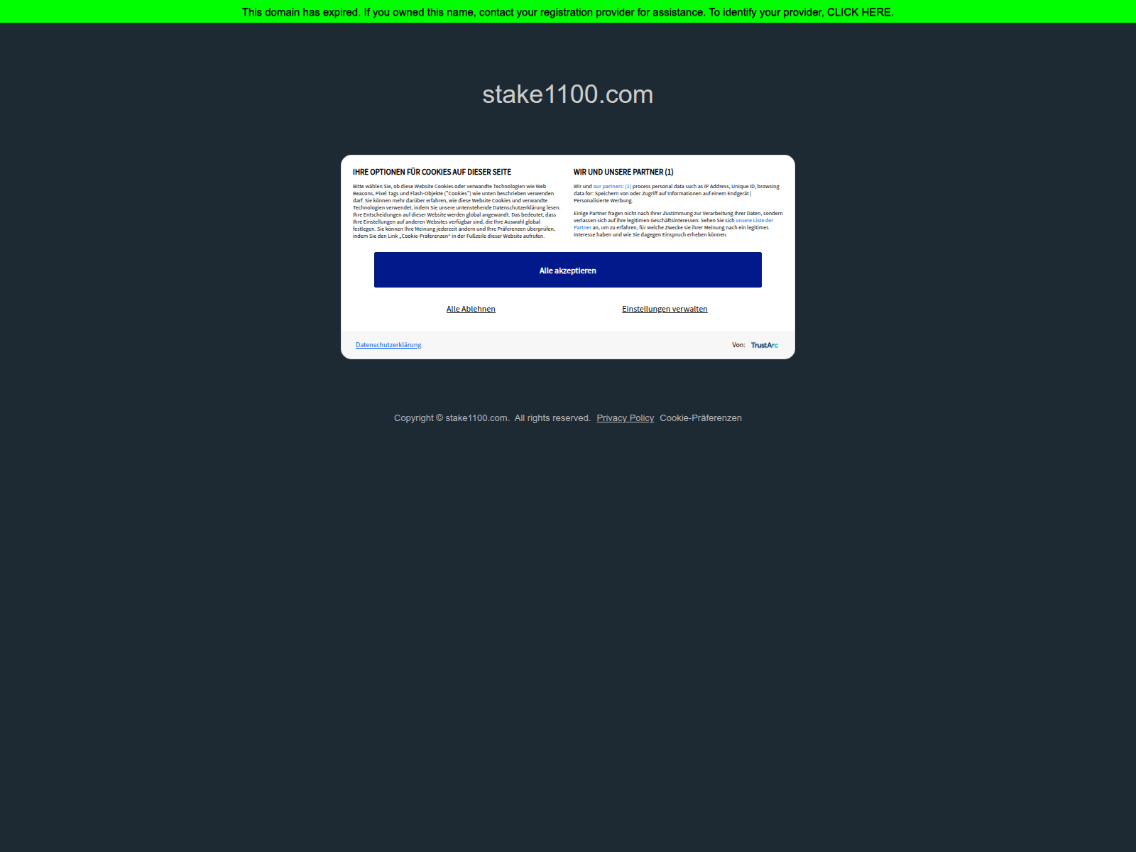 Screenshot of stake1100.com