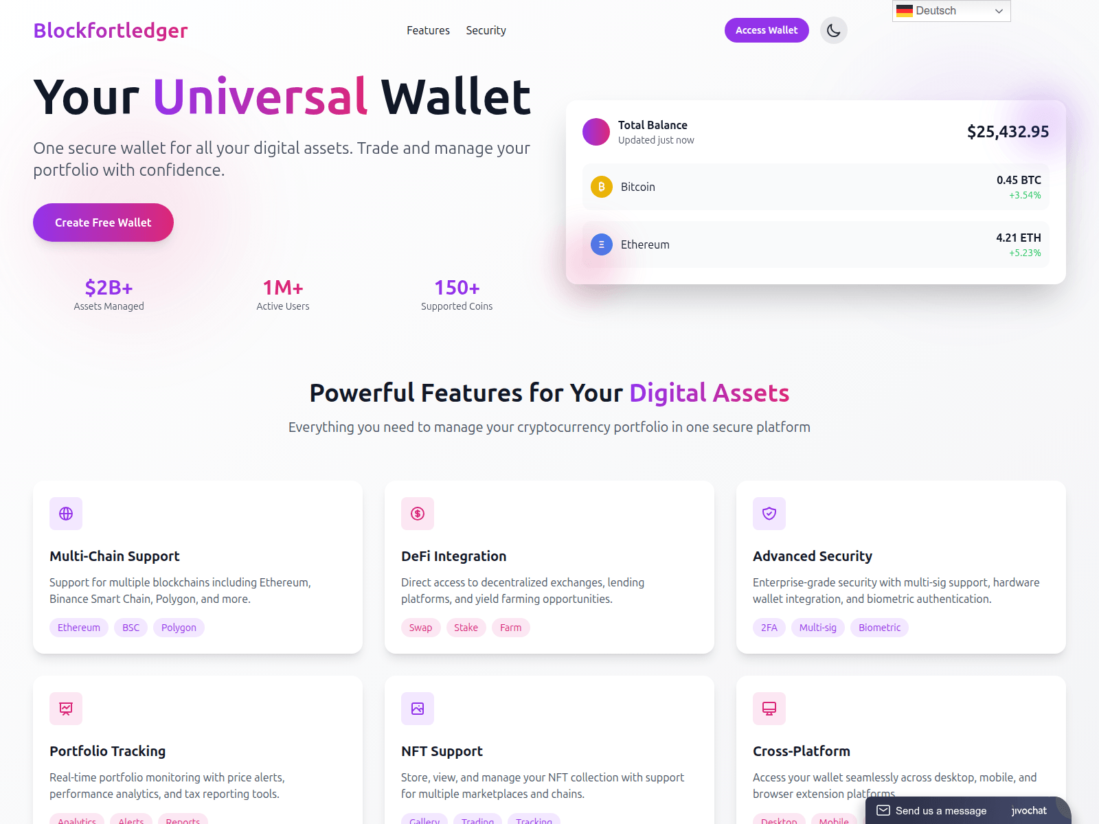 Screenshot of blockfortledger.com