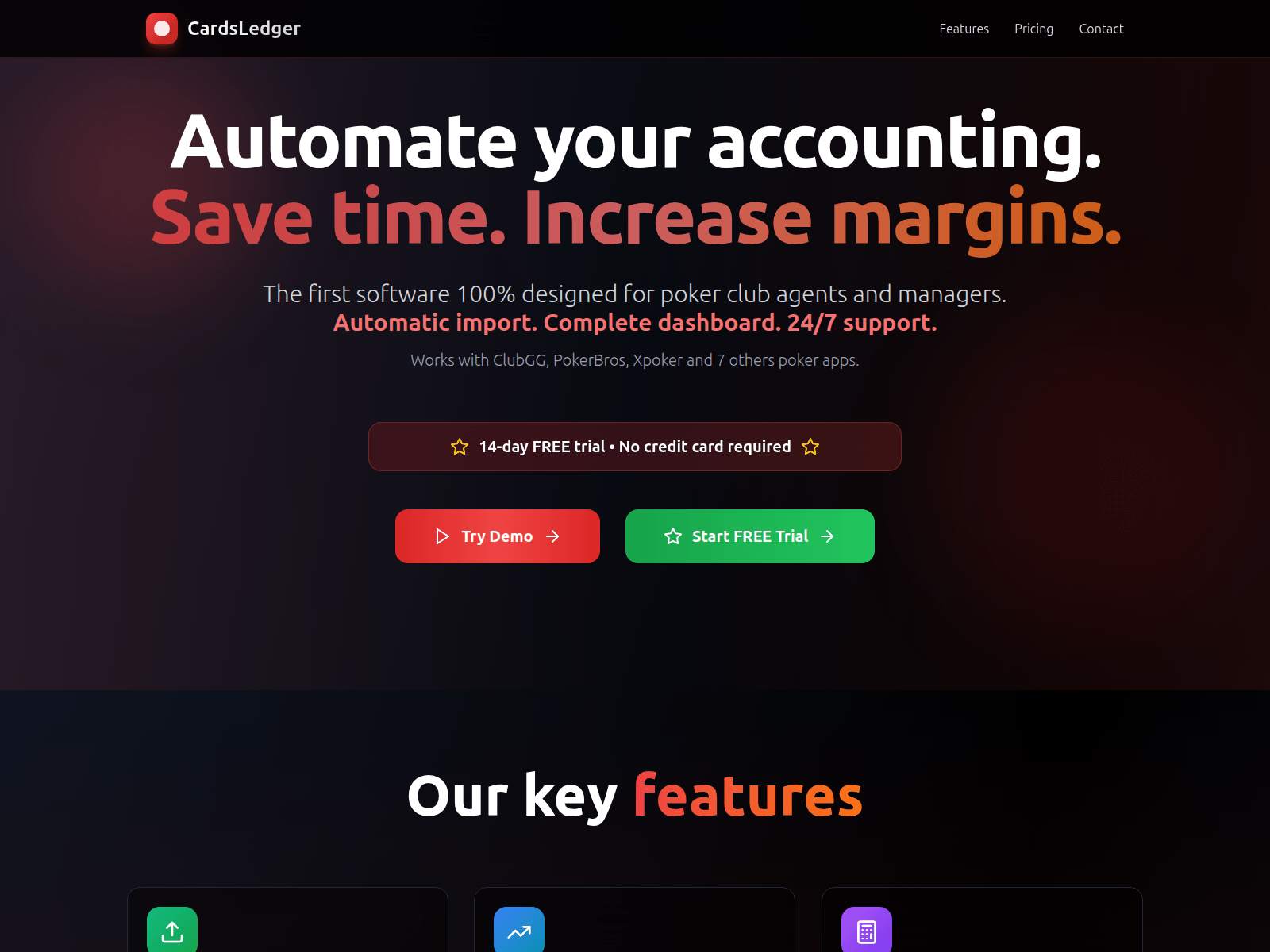 Screenshot of cardsledger.com