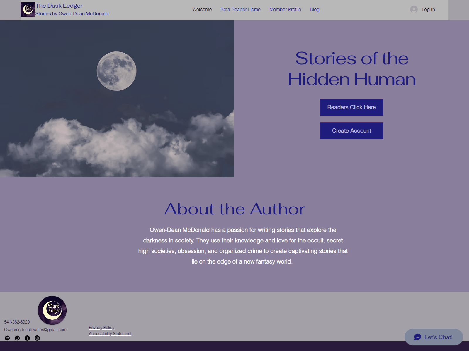 Screenshot of duskledger.com