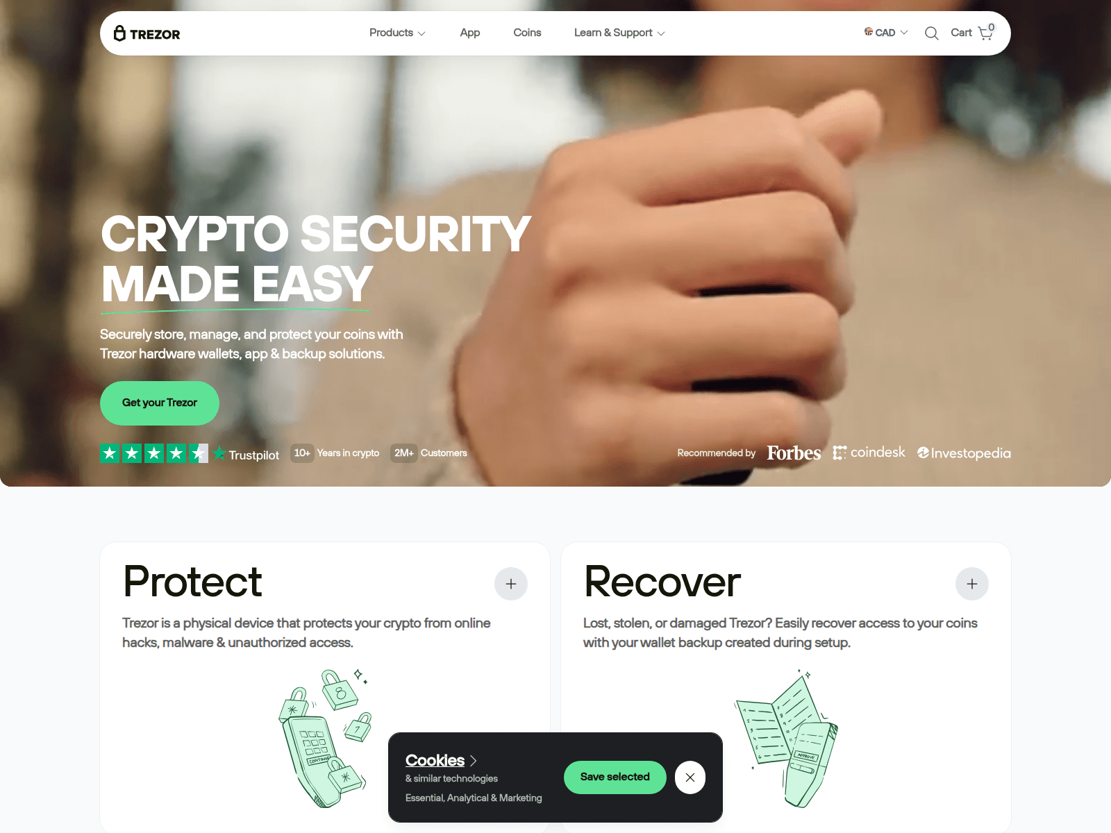 Screenshot of trezor.one
