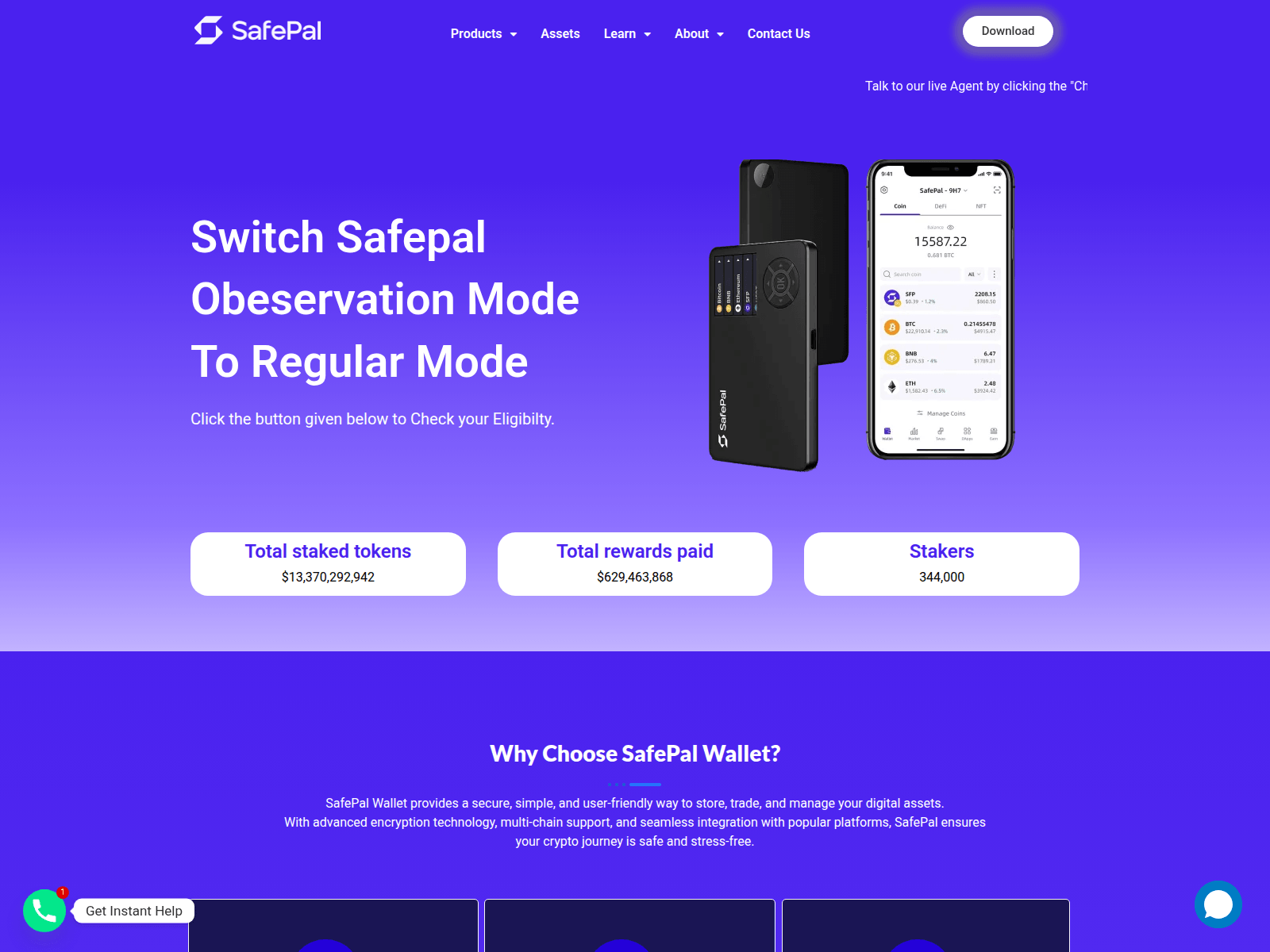 Screenshot of safepal.live