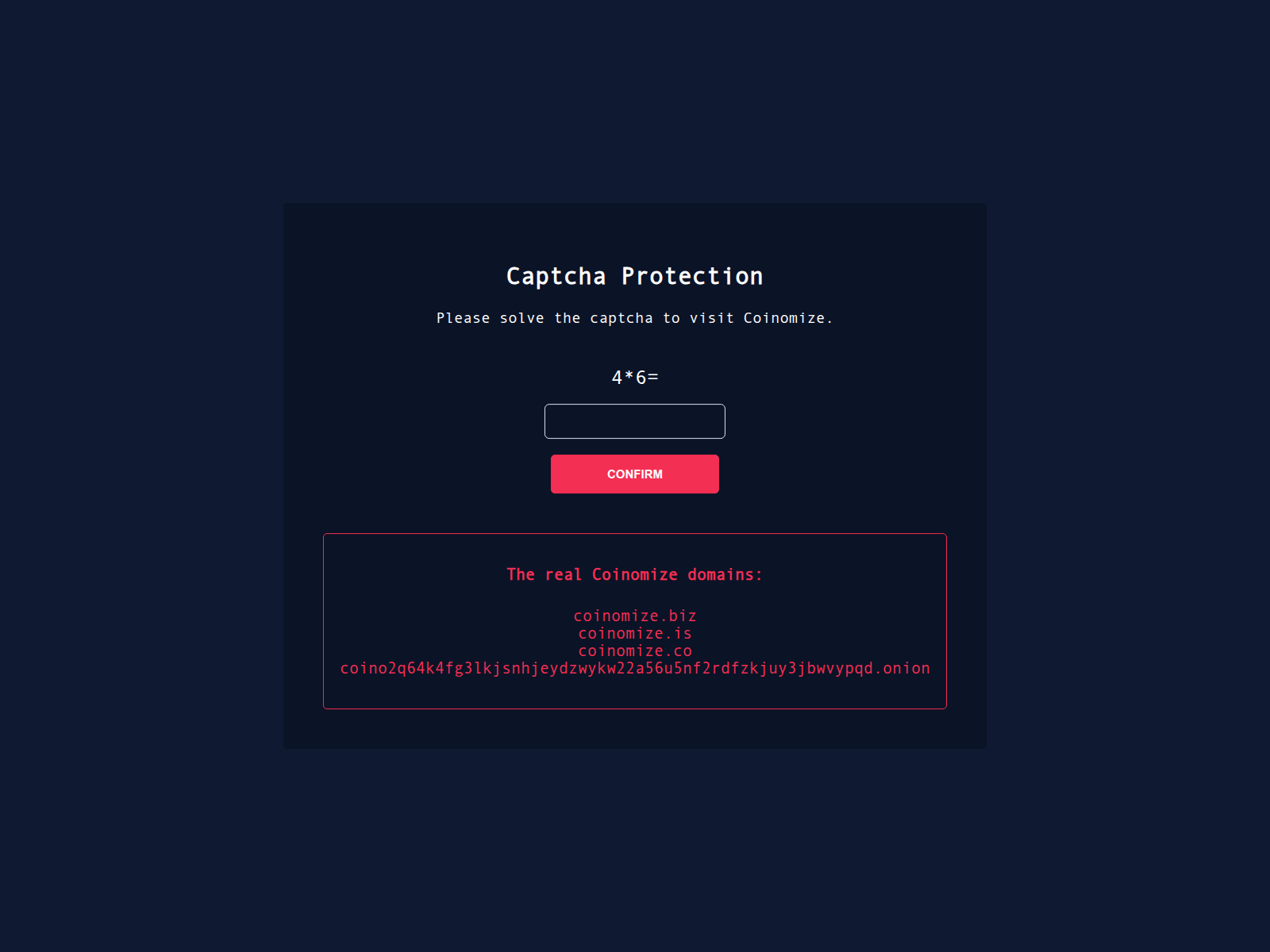 Screenshot of coinomize.co
