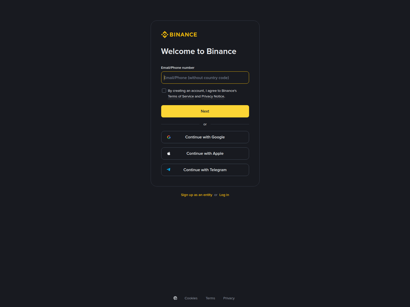 Screenshot of binance--us.com