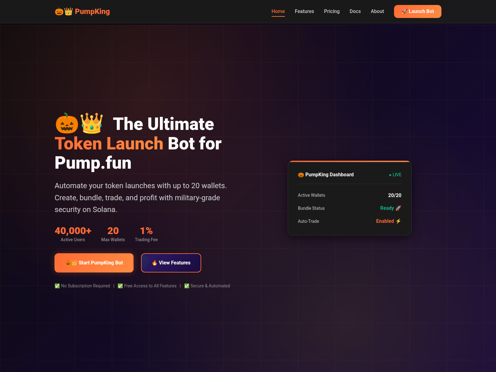 Screenshot of pumpkingbundler.com