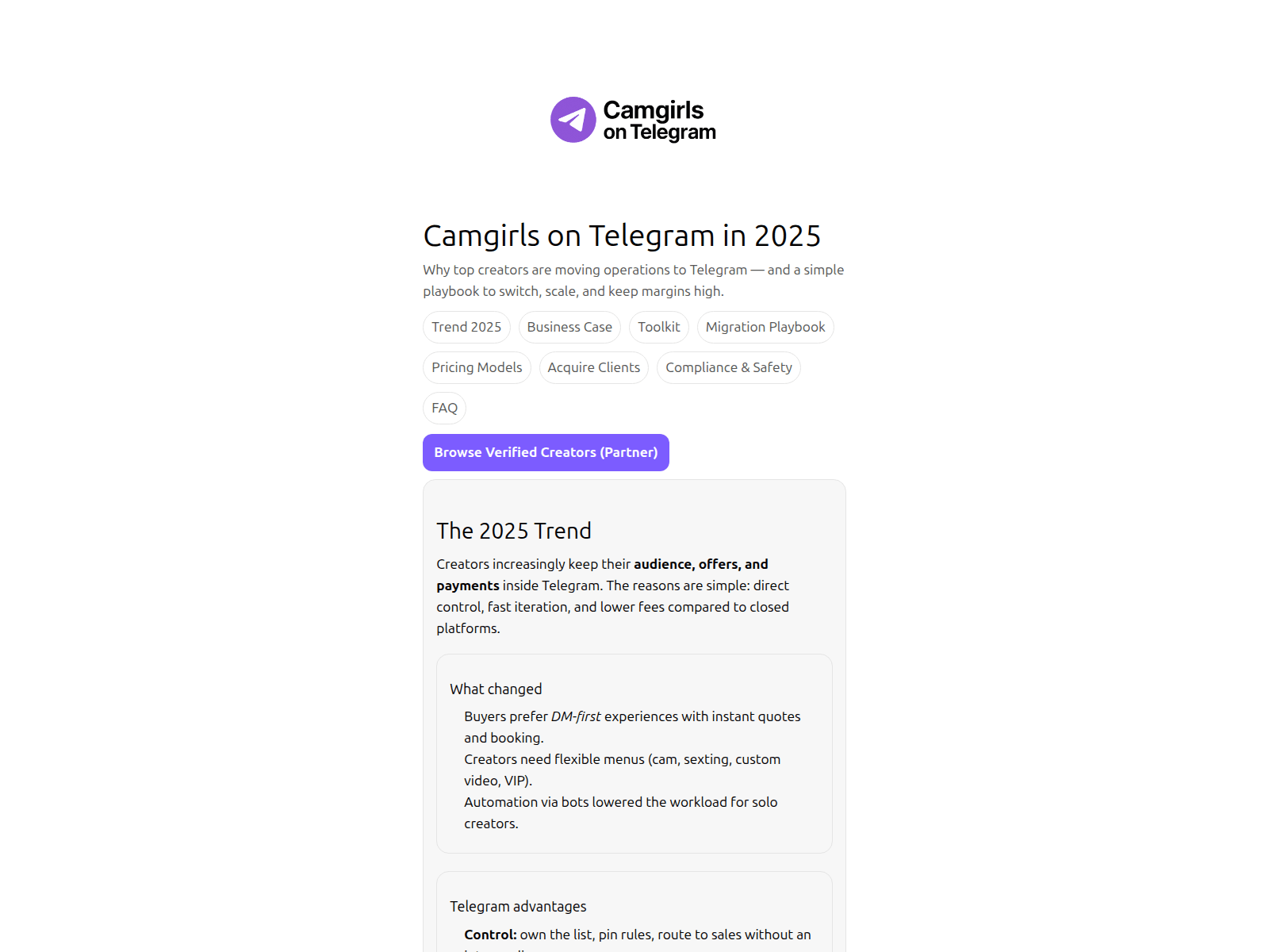 Screenshot of camgirlsontelegram.com
