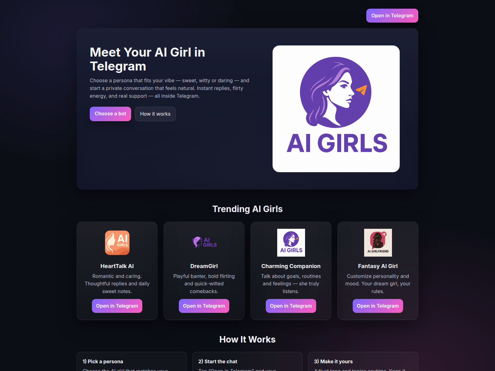 Screenshot of telegram-girlfrined-ai.chat