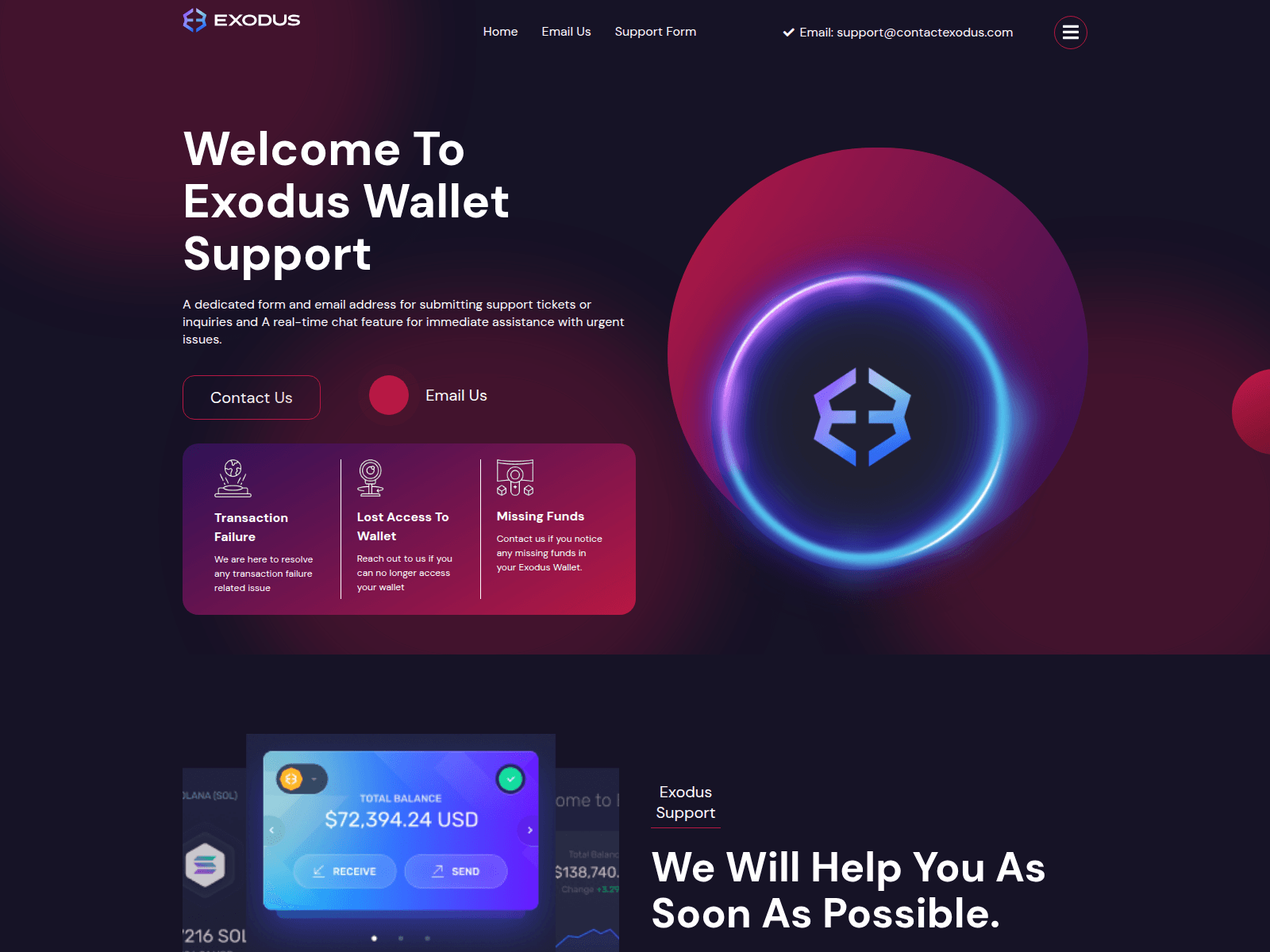 Screenshot of contactexodus.com