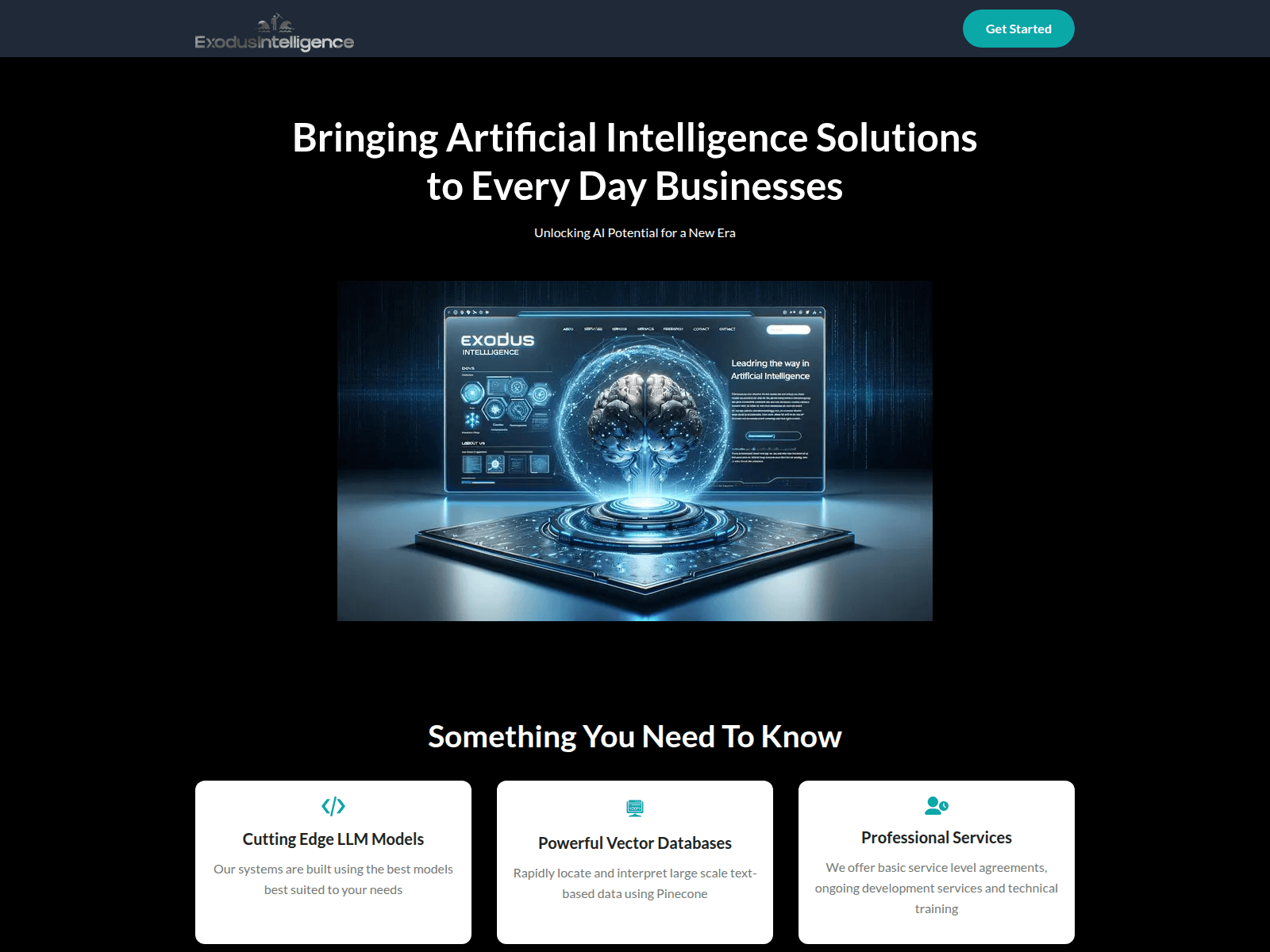 Screenshot of exodusintelligence.ai