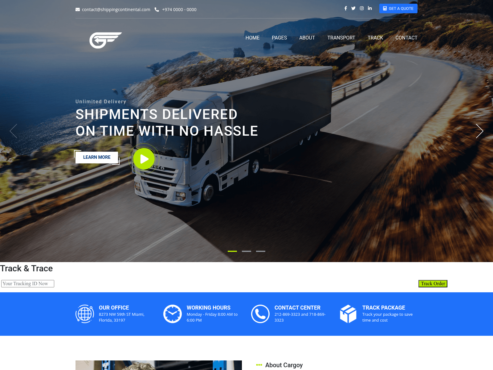 Screenshot of shippingcontinental.com
