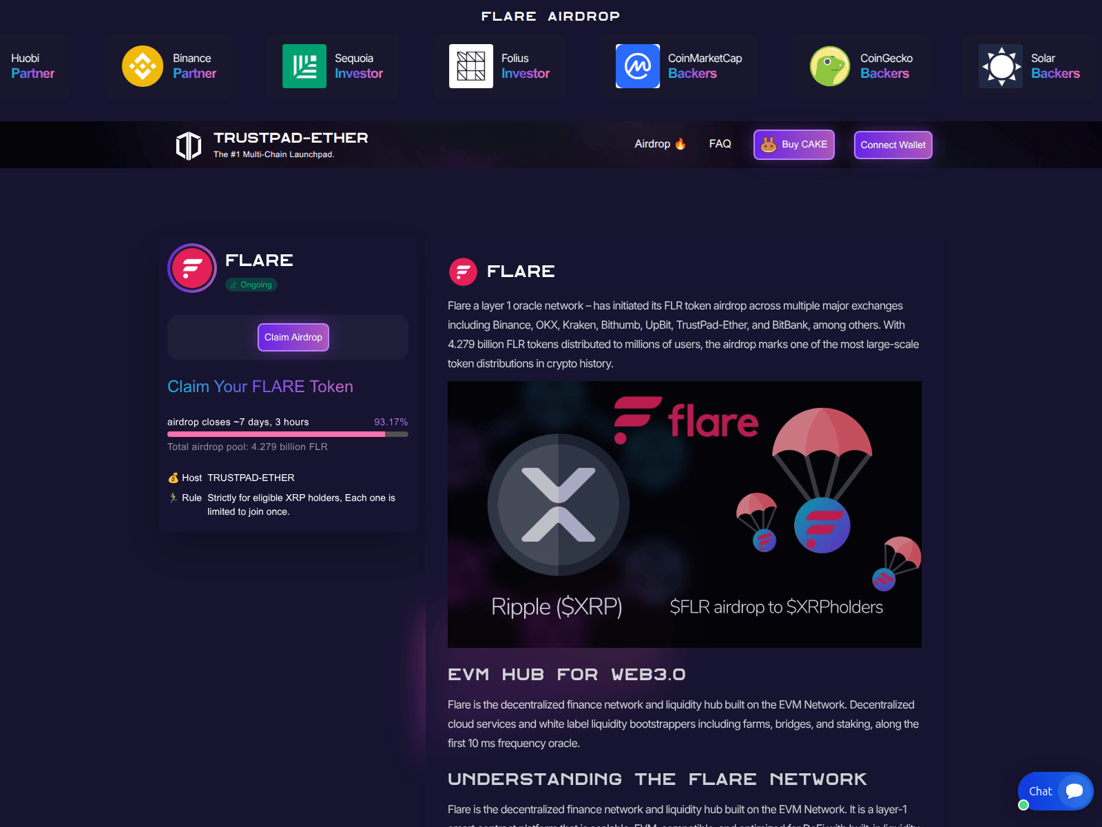 Screenshot of flarenetworkxrp-claim.com