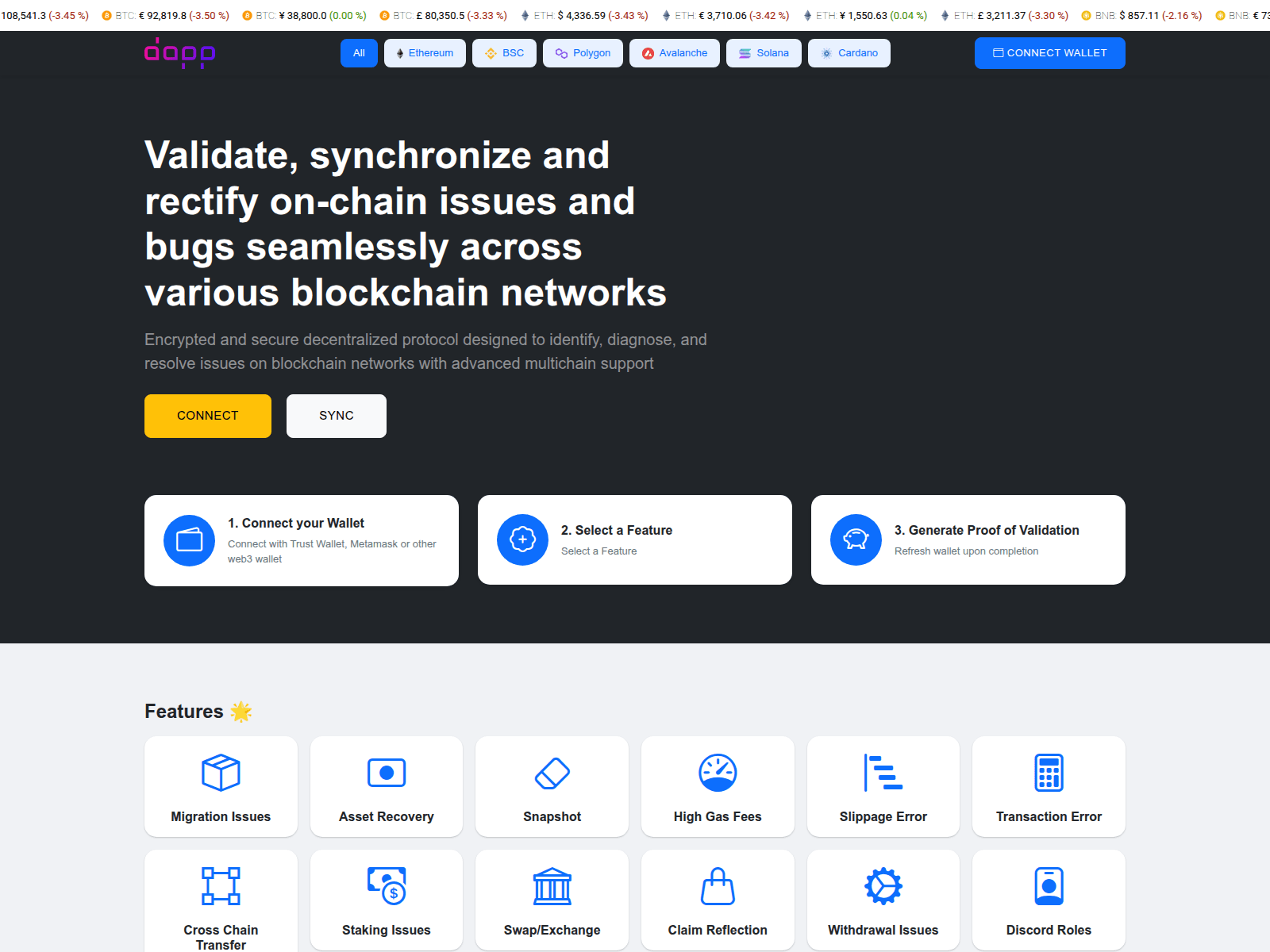 Screenshot of walletconnectchain.web.app