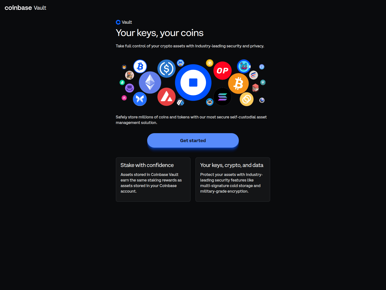 Screenshot of createvault-coinbase.com