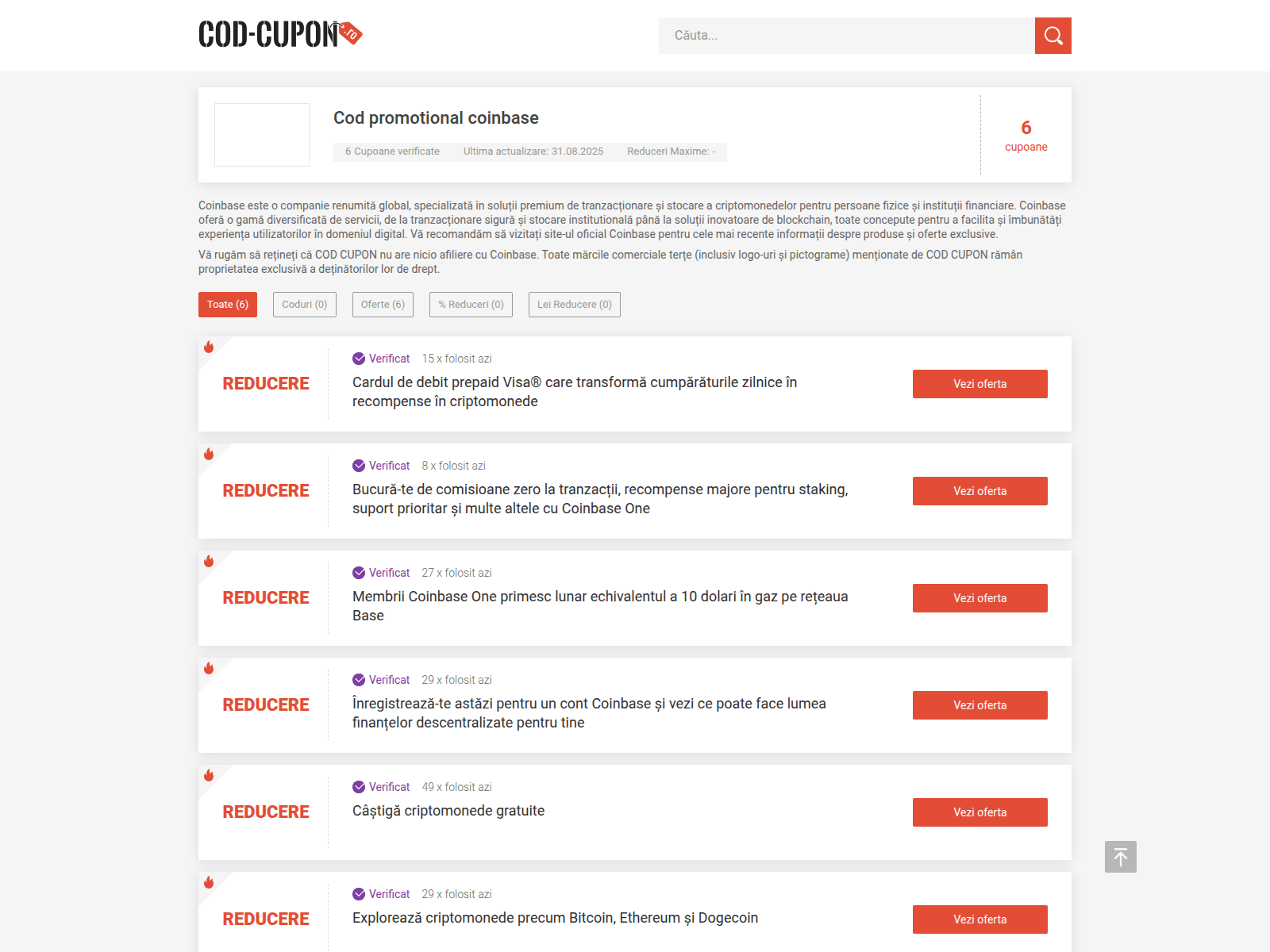 Screenshot of coinbase.cod-cupon.ro