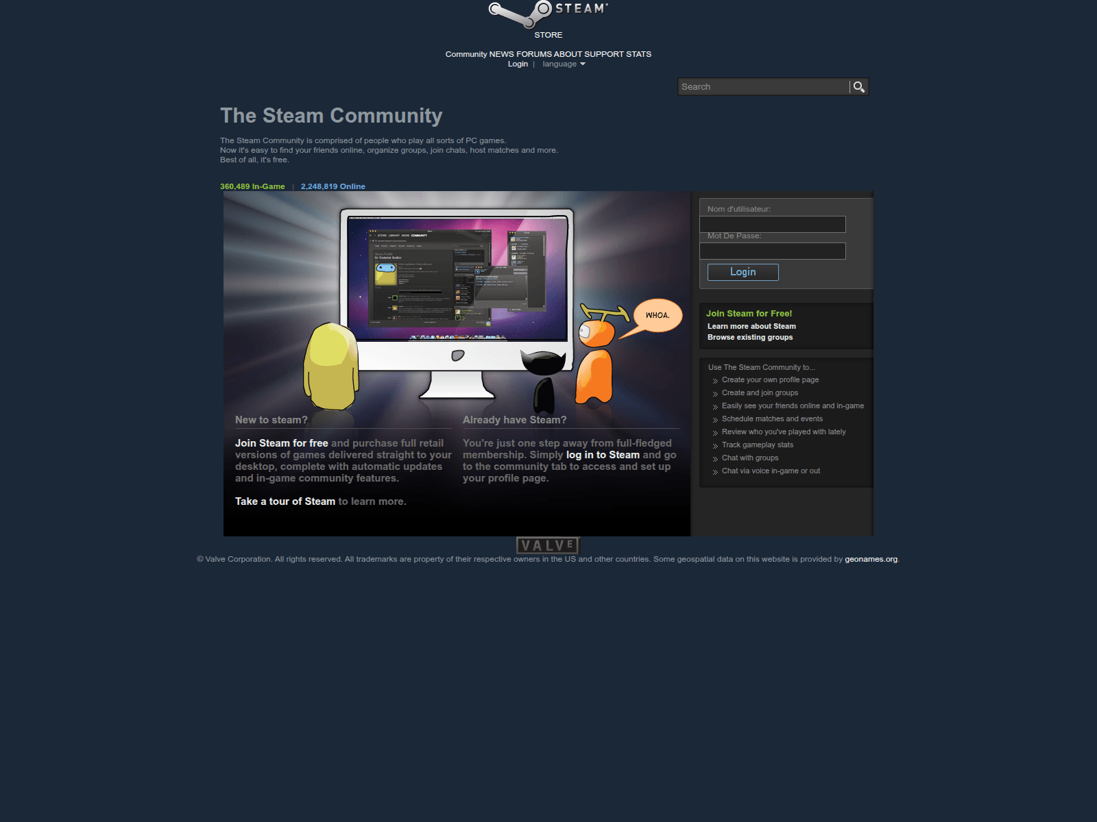 Screenshot of steamcommunitylog.chez.com