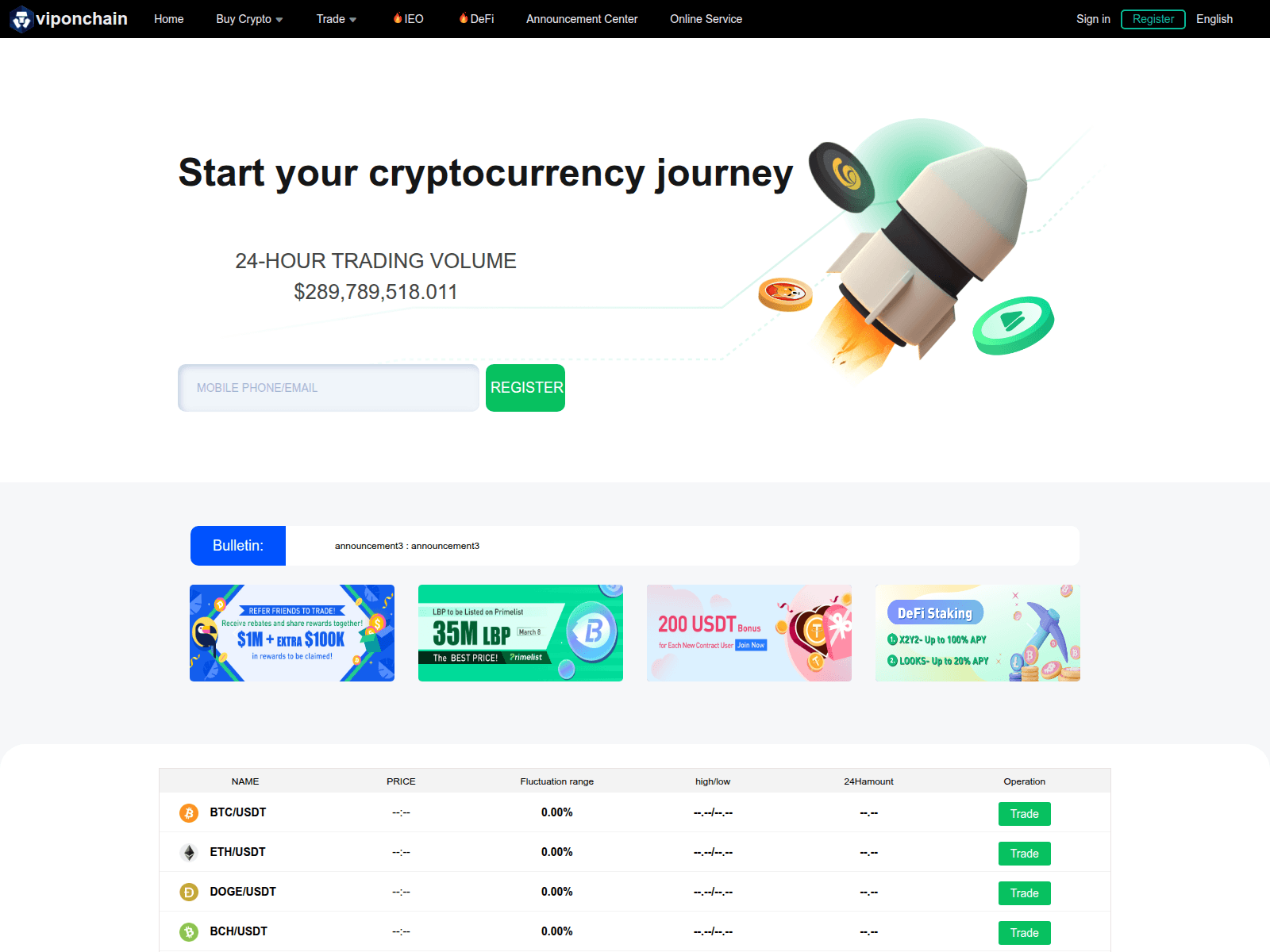 Screenshot of viponchain.vip