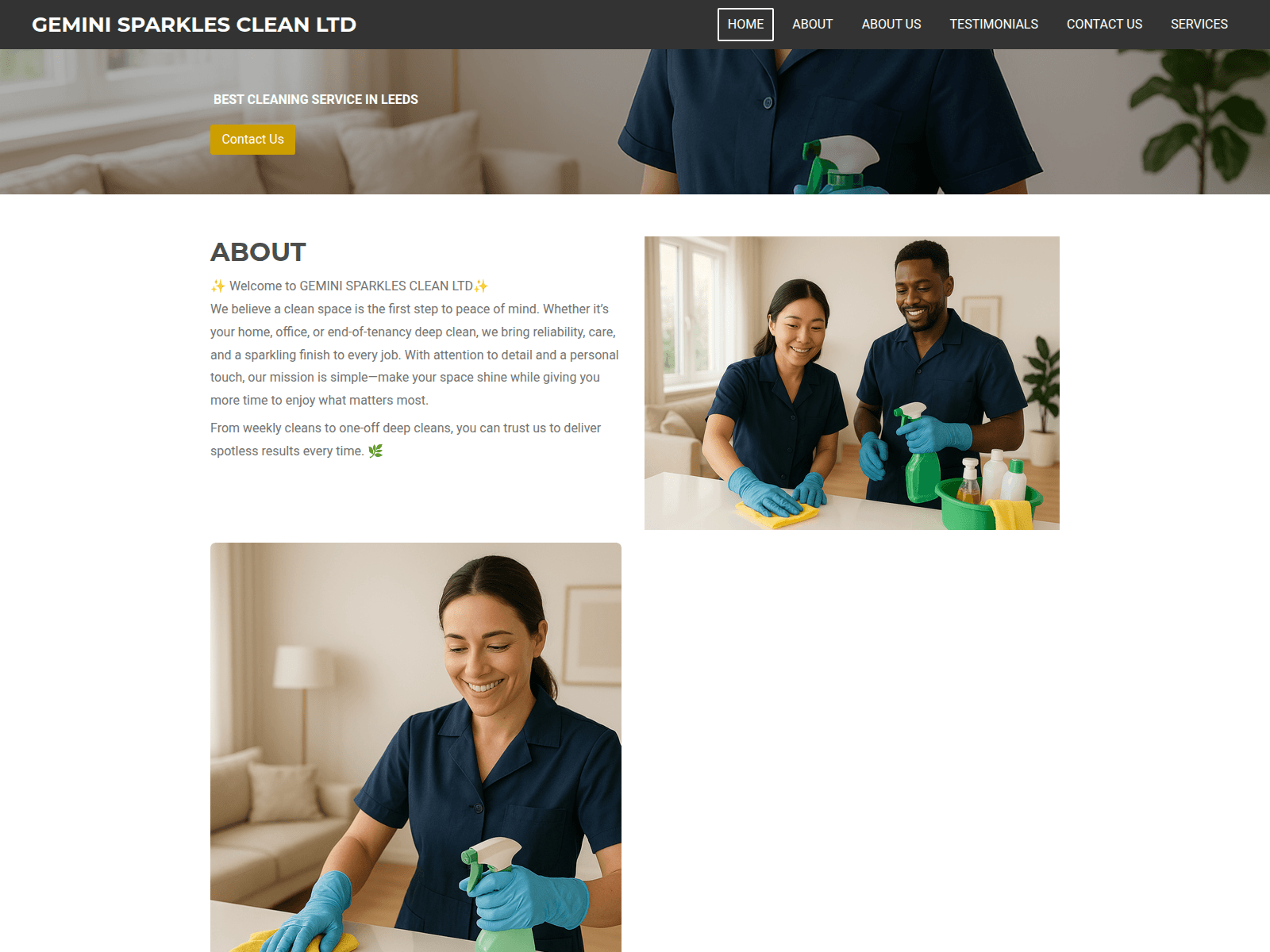 Screenshot of geminisparklescleanltd.com