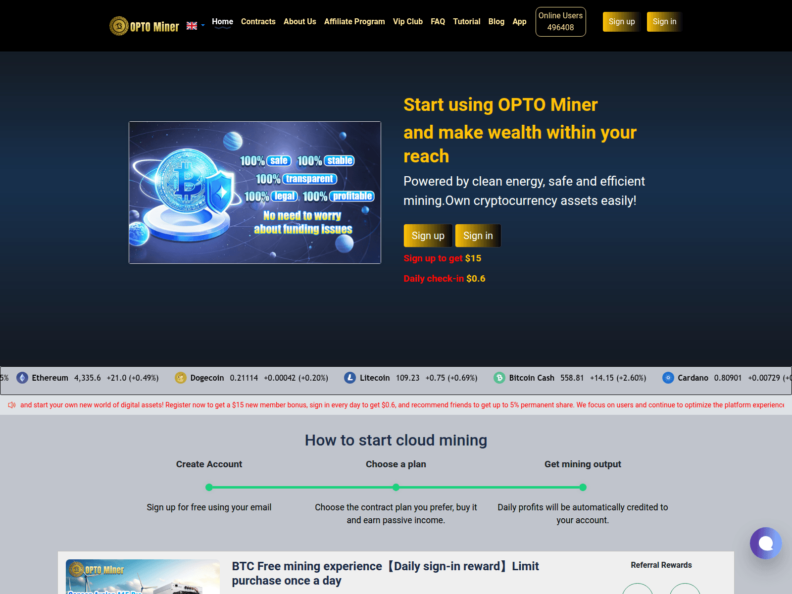 Screenshot of optominer.com