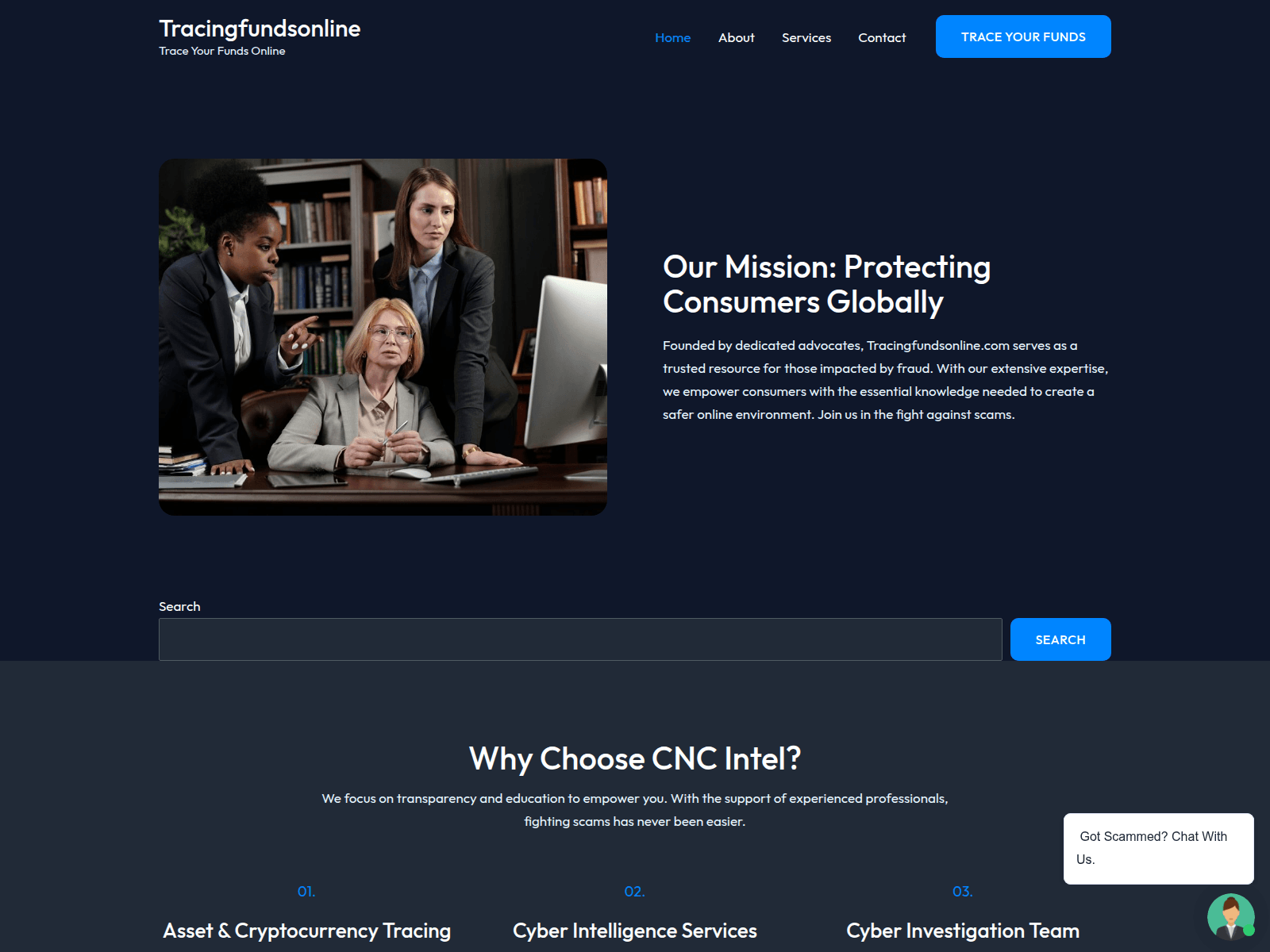Screenshot of tracingfundsonline.com