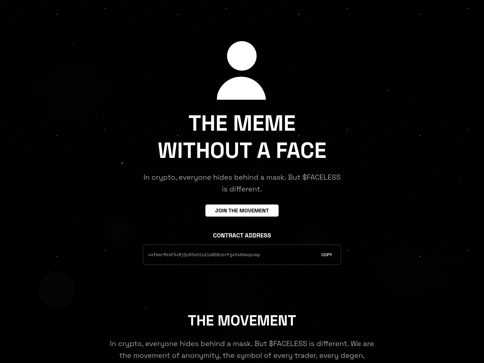 Screenshot of facelesscoin.com