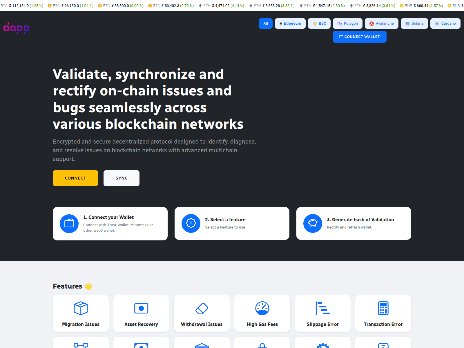 Screenshot of walletconnectsdapps.firebaseapp.com