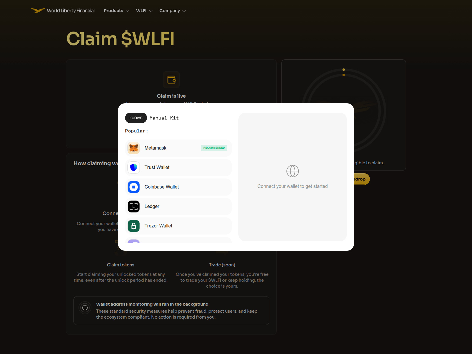 Screenshot of worldlibertyfinancial-app.com