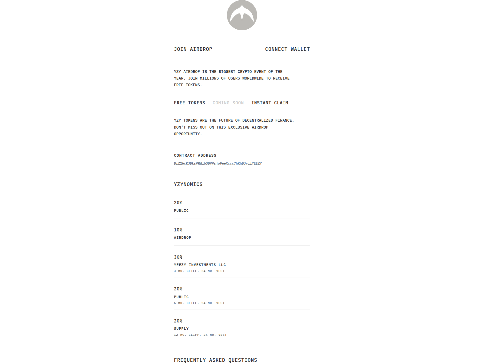 Screenshot of yzytoken-drop.xyz